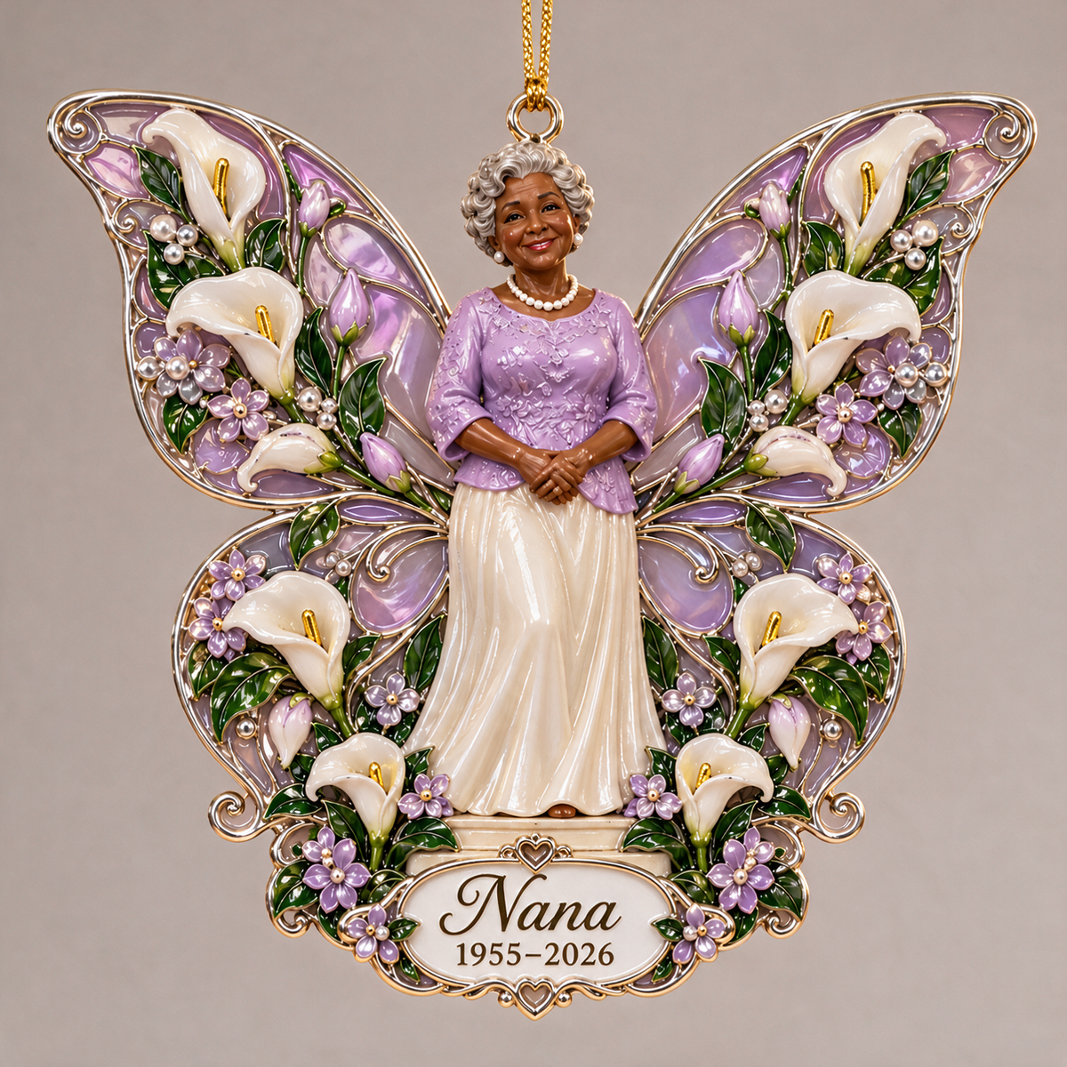 Personalized Custom Photo Butterfly Memorial 3D Christmas Ornament - Grandmother Figurine Remembrance Keepsake