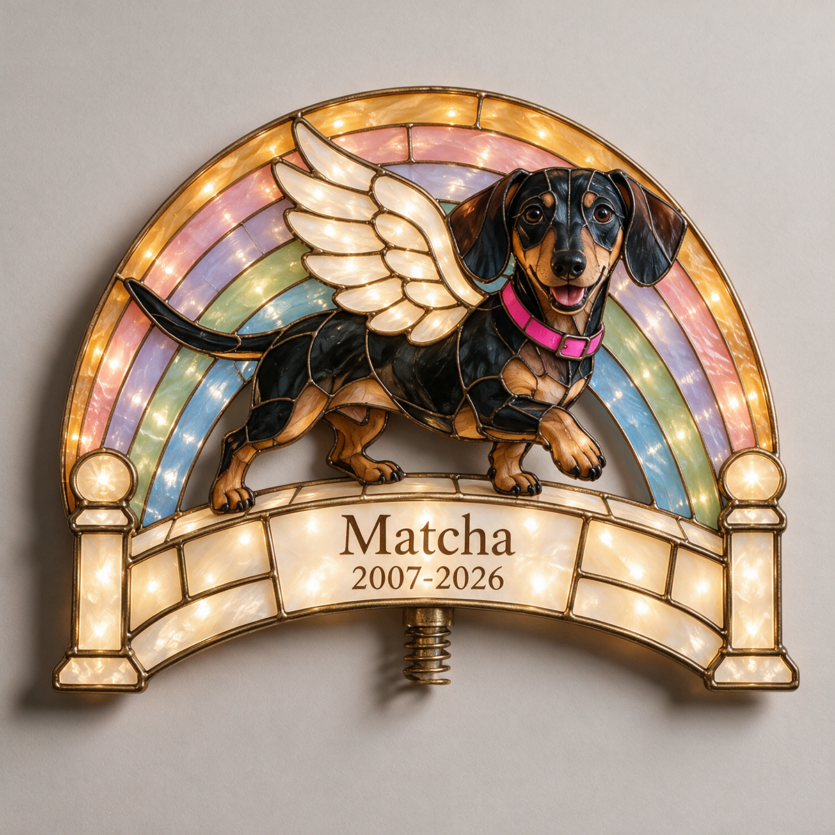 Personalisierter Hundegedenk-Rainbow Bridge Weihnachtsbaumspitze