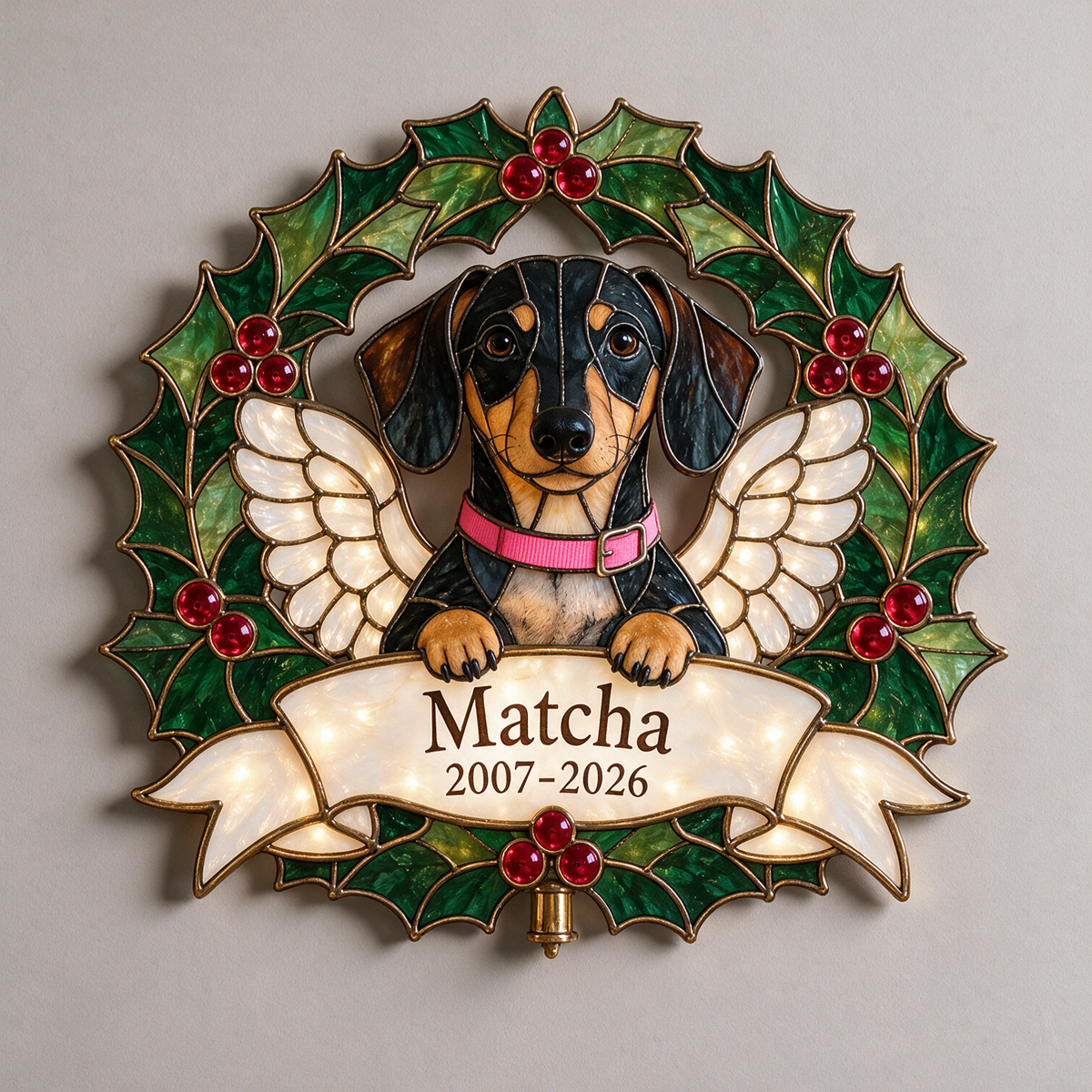 Personalisierter beleuchteter Hundegedenk-Christbaumspitze