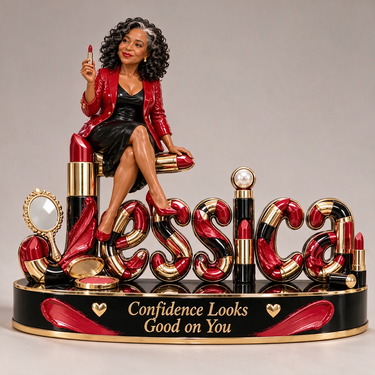 Personalized Custom Photo Makeup Lover 3D Name Figurine - Gift for Older Women