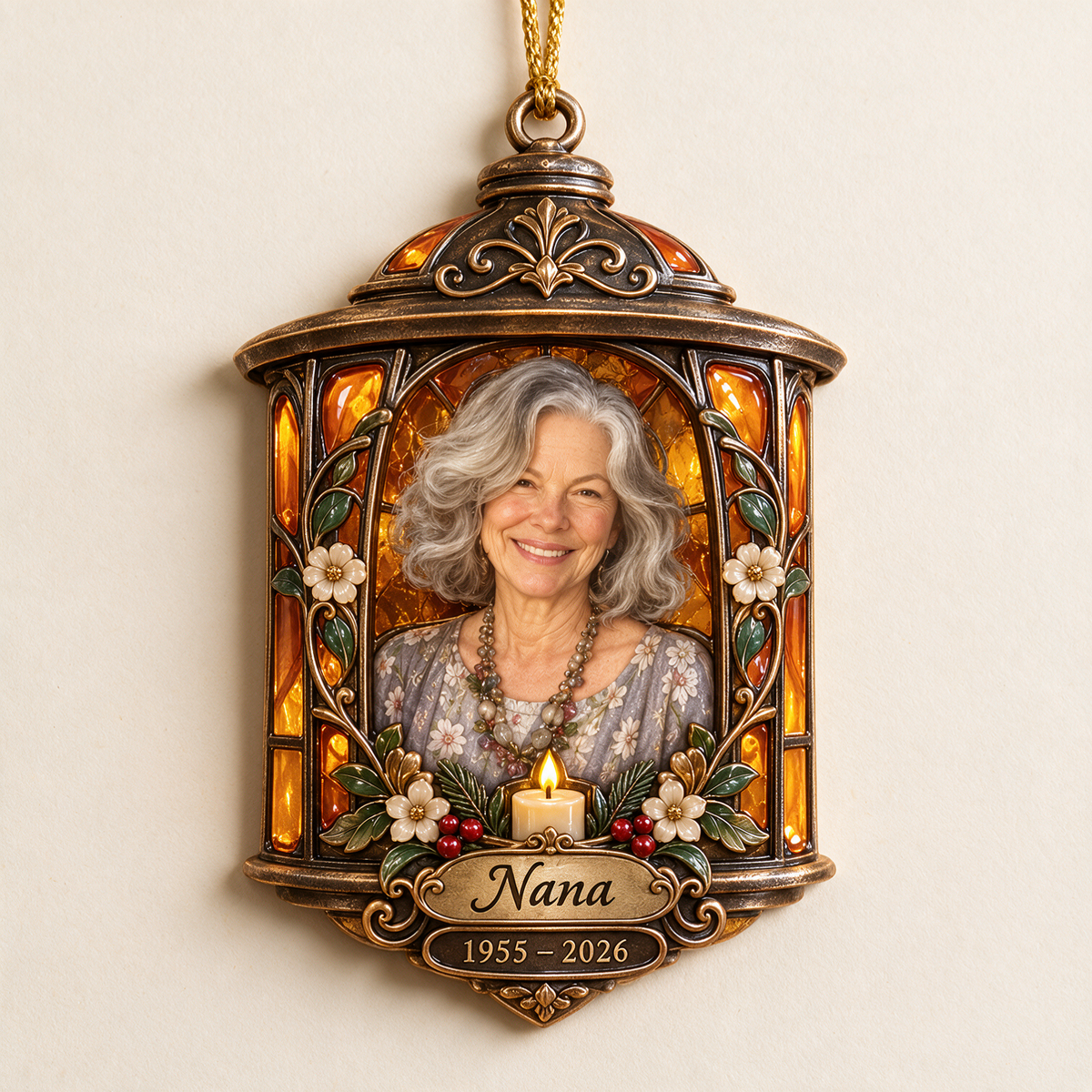 Personalized Custom Photo Lantern Memorial Christmas Ornament - In Memory of Grandma