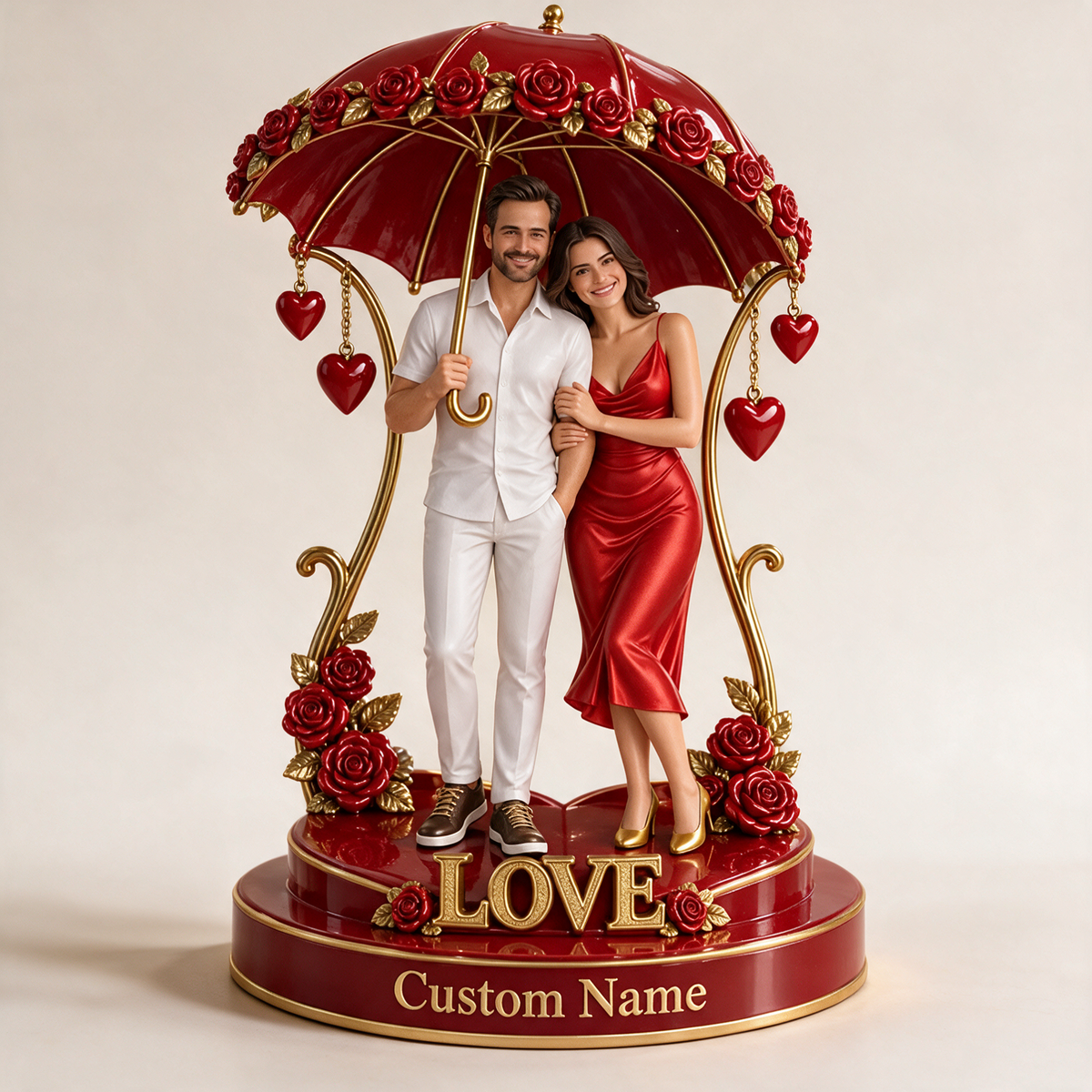 Custom Photo Couple Acrylic Plaque - Rose Umbrella Keepsake