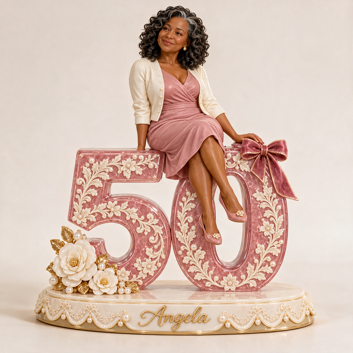 Personalized Pink Lace Custom Shaped Acrylic Plaque, Custom Portrait 16th 18th 21st 30th 40th 50th 60th 70th Birthday Gift for Daughter, Girlfriend, Wife, Mom, Sister, Bestie, Niece, Cousin, Aunt, Granddaughter, Best Friend
