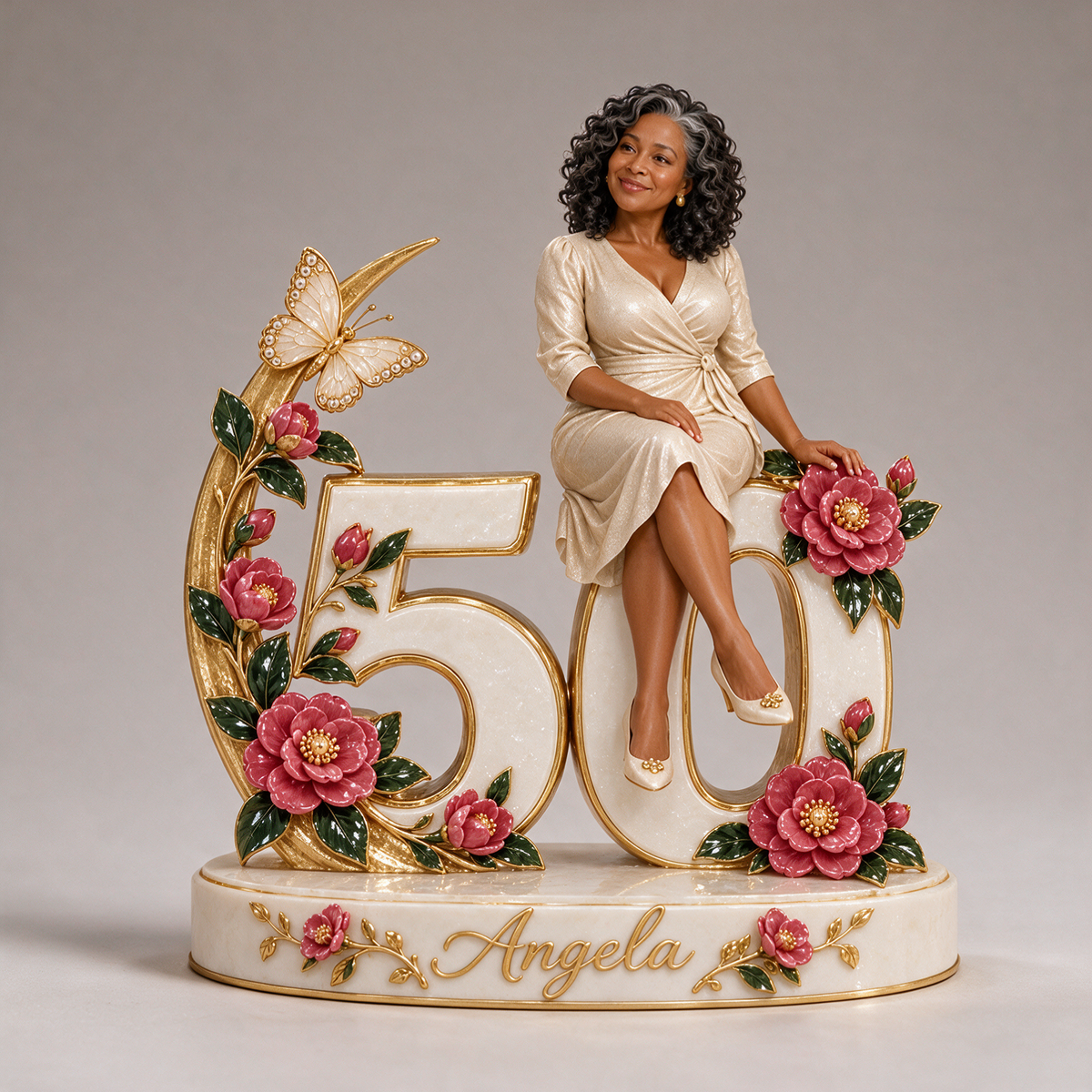 Personalized Custom Photo Camellia Custom Shaped Acrylic Plaque - 50th Birthday Gift for Women
