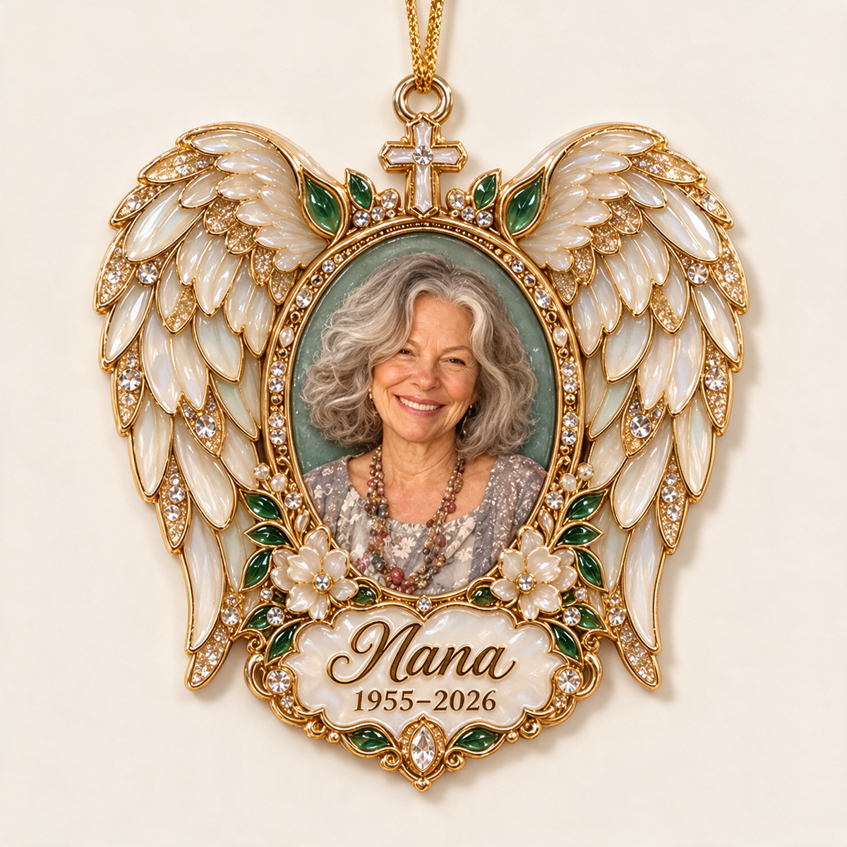 Personalized Custom Photo Angel Wings Memorial 3D Christmas Ornament - Grandmother Remembrance Keepsake