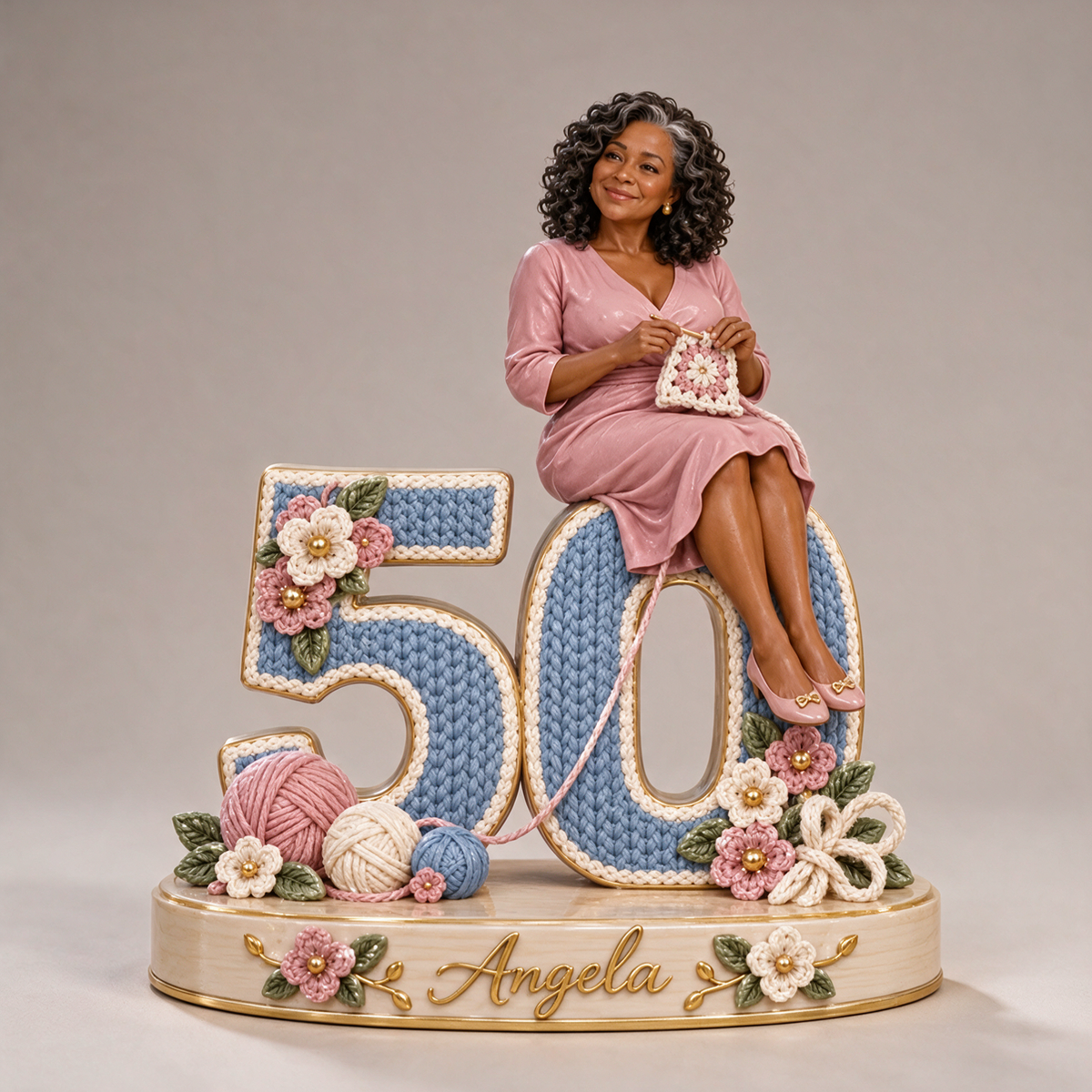 Personalized Custom Photo Crochet Custom Shaped Acrylic Plaque - 50th Birthday Gift for Women