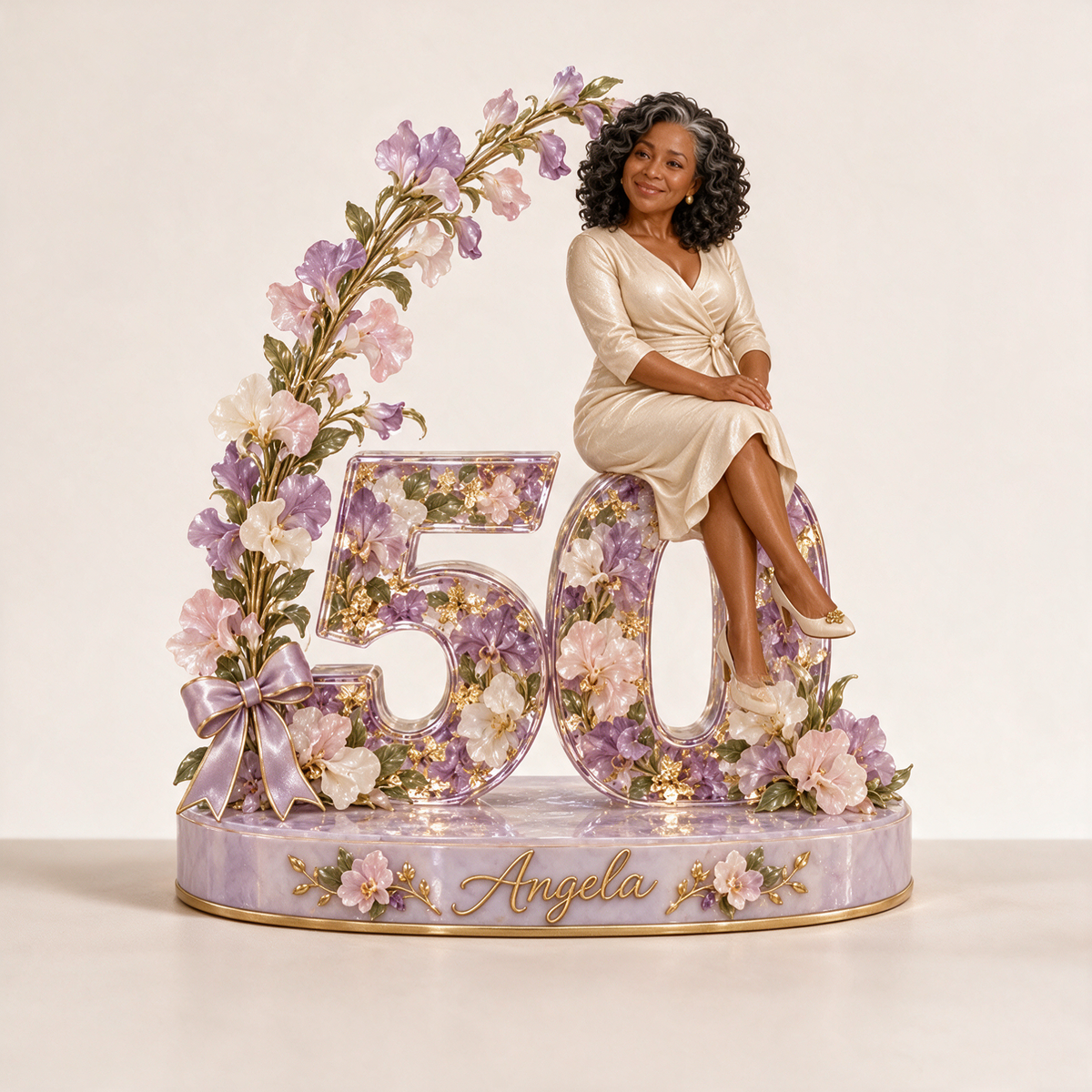 Personalized Lavender Floral Arch Custom Shaped Acrylic Plaque, Custom Portrait 18th 21st 30th 40th 50th 60th 70th 80th Birthday Gift for Mom, Wife, Grandma, Girlfriend, Daughter, Sister, Aunt, Mother in Law, Best Friend, Lavender Lover