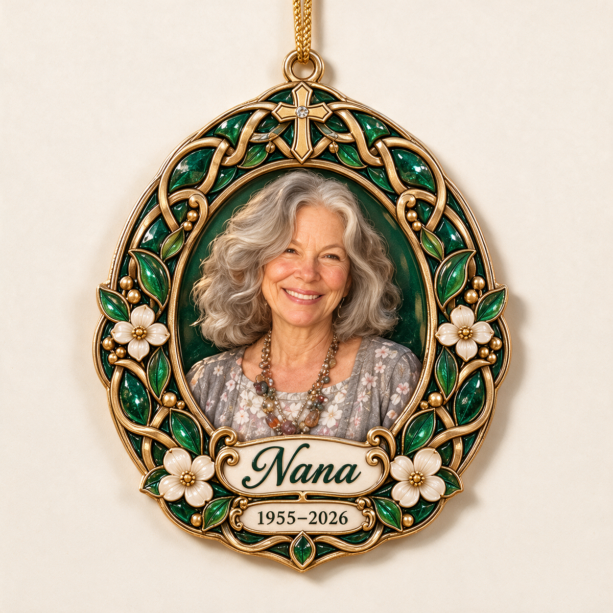 Personalized Custom Photo Celtic Cross Memorial Christmas Ornament - In Memory of Grandma