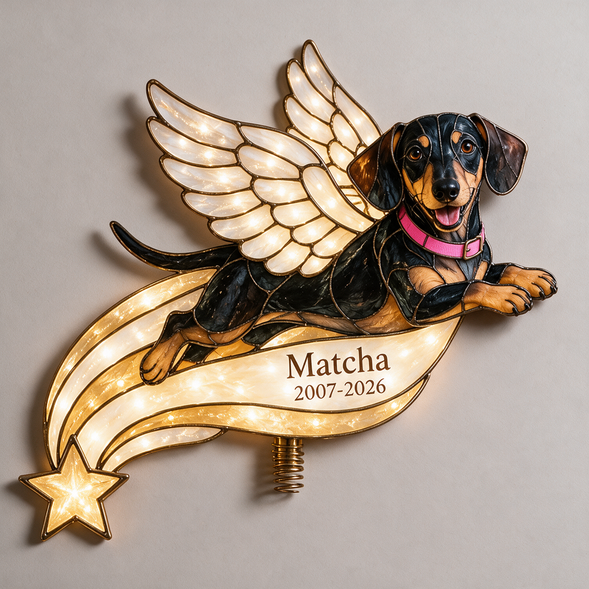 Personalisierter Hundegedenk Weihnachtsbaumspitze