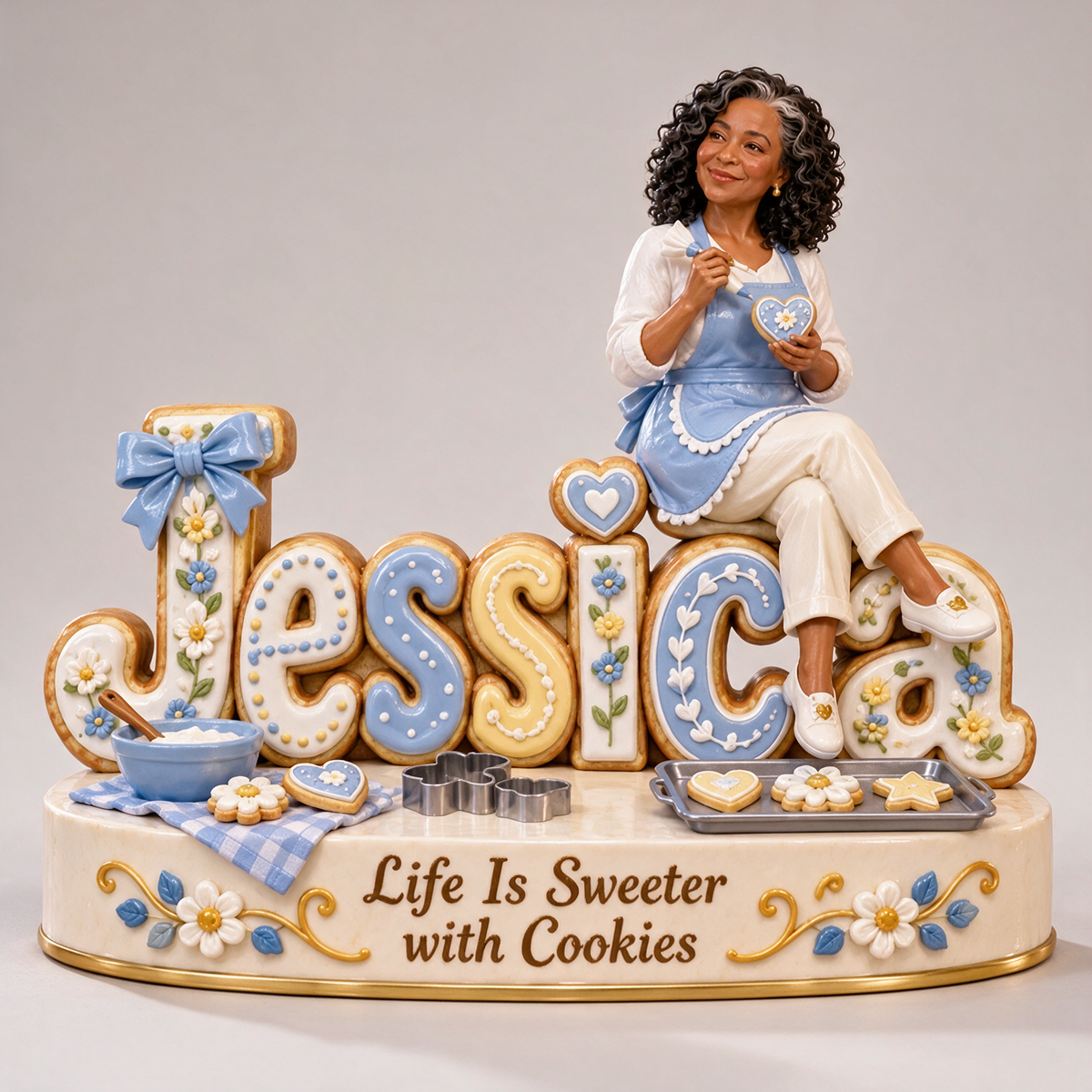 Personalized Custom Photo Cookie Baking 3D Name Figurine - Gift for Older Women