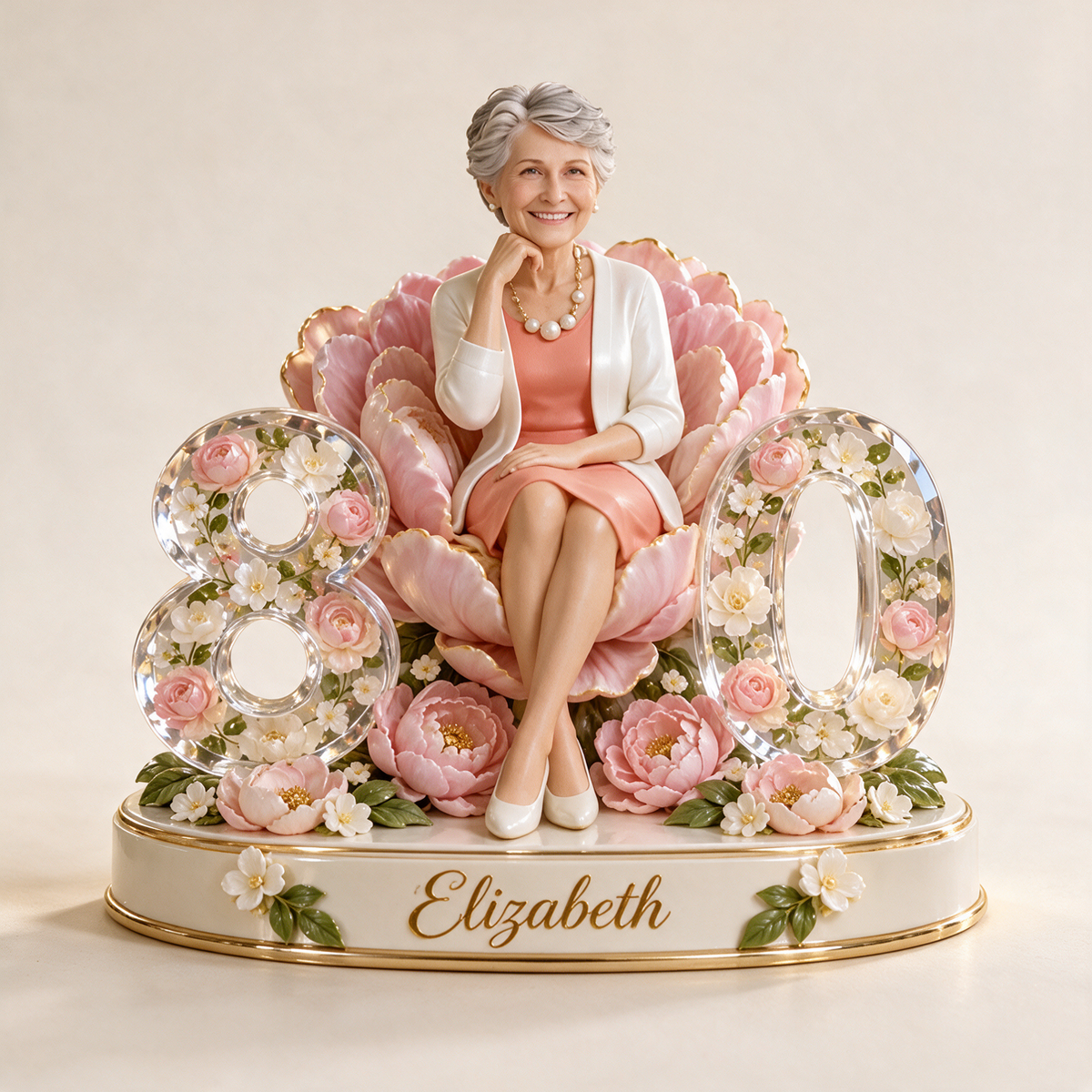 Personalisierte Geburtstagsfigur - Individuelles Porträt, Pfingstrose Andenken Geschenk