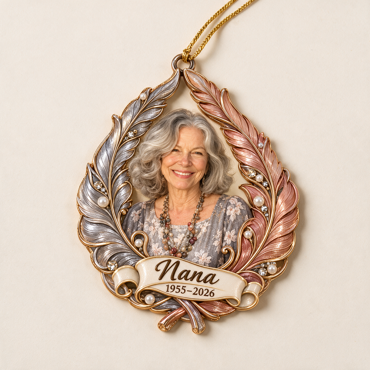 Personalized Custom Photo Feather Memorial Christmas Ornament - In Memory of Grandma