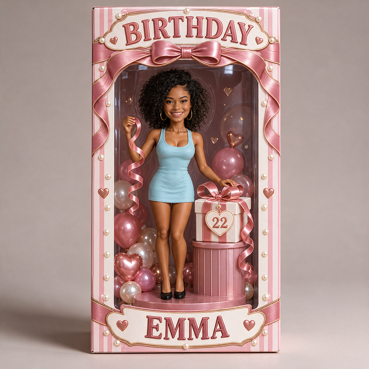Boîte d'Affichage de Portrait d'Anniversaire Personnalisée - Figurine Photo avec Nom et Âge