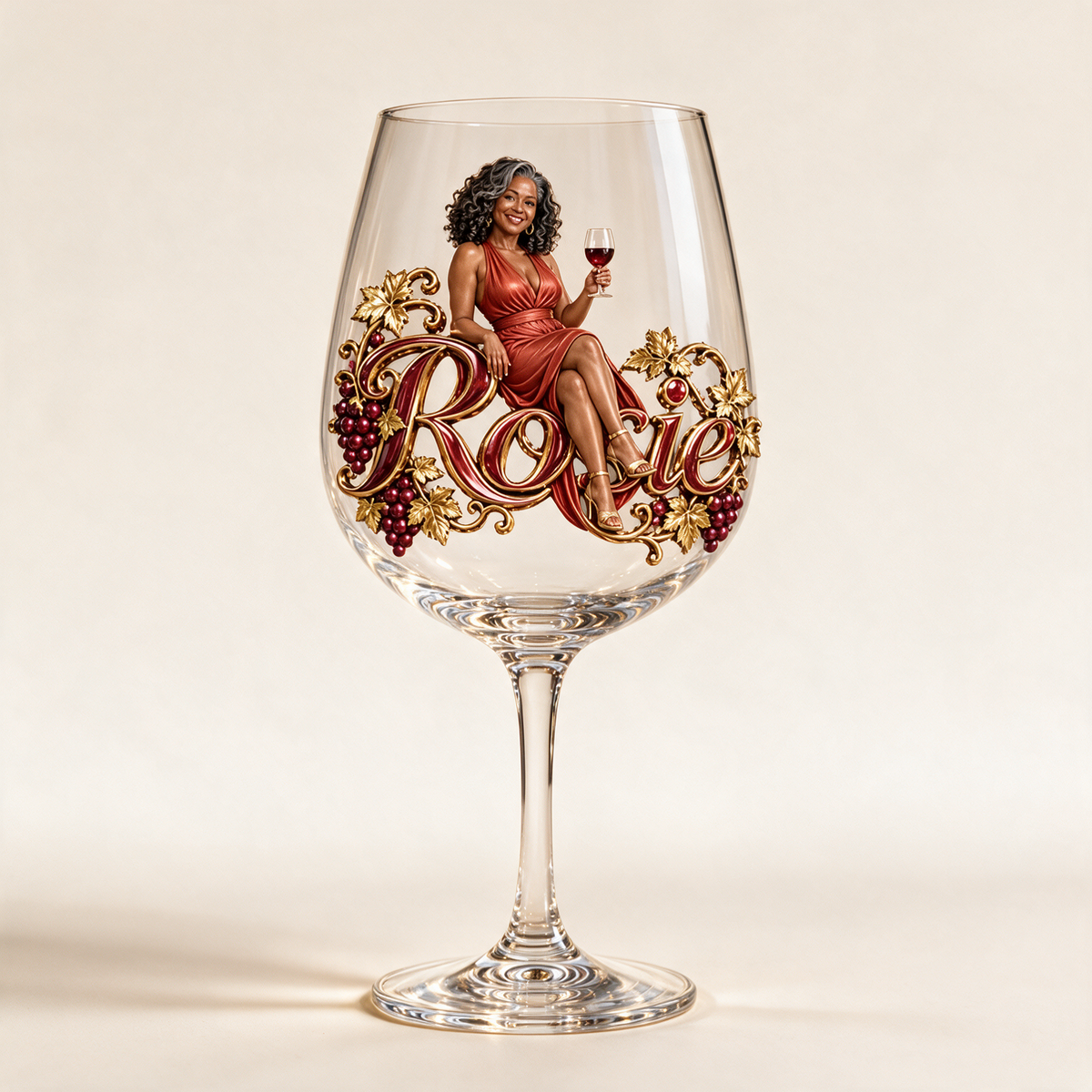 Personalized Custom Photo Vineyard Wine Glass - Gift for Older Women