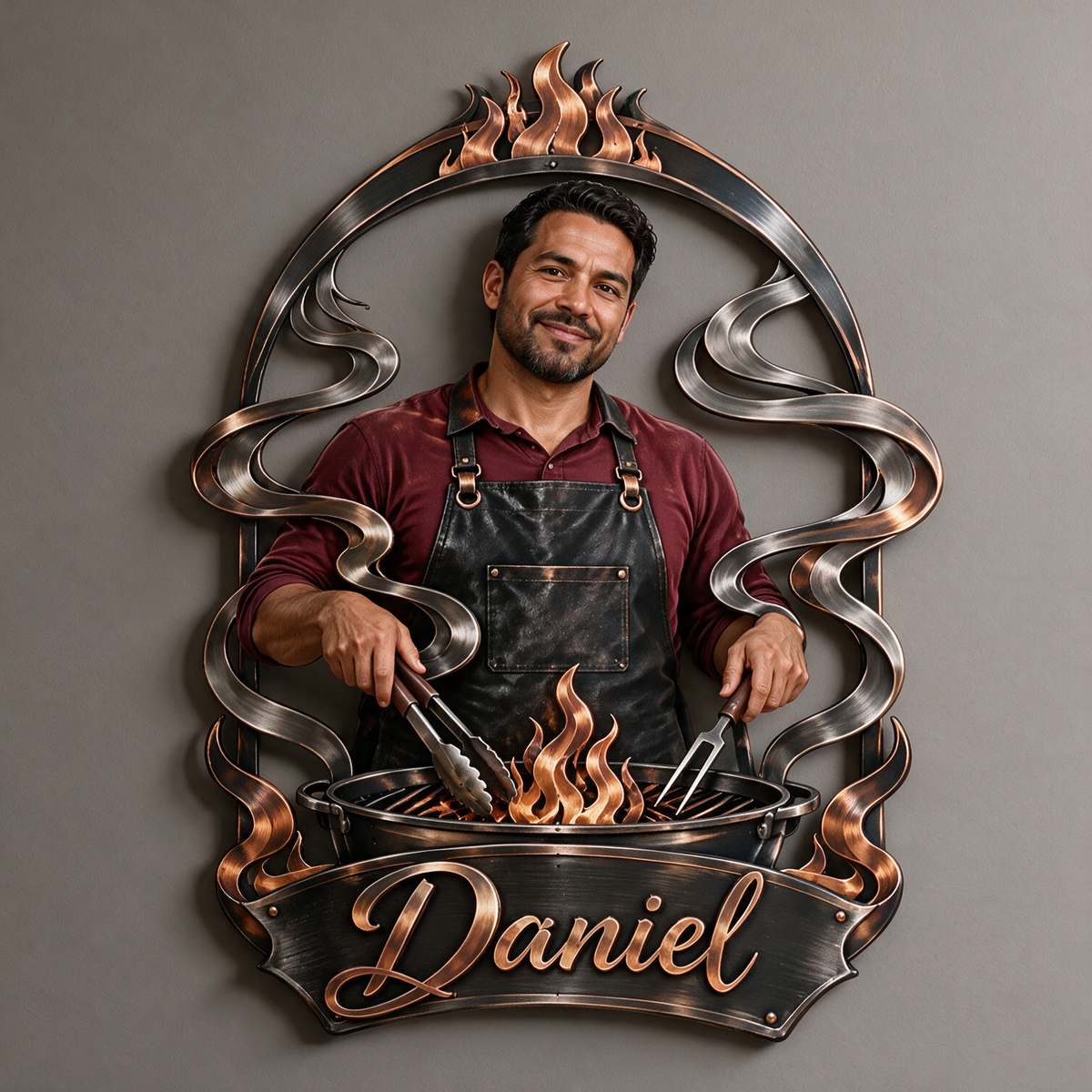 Personalized Custom Photo Grilling 3D Cut Metal Sign - Gift for Men