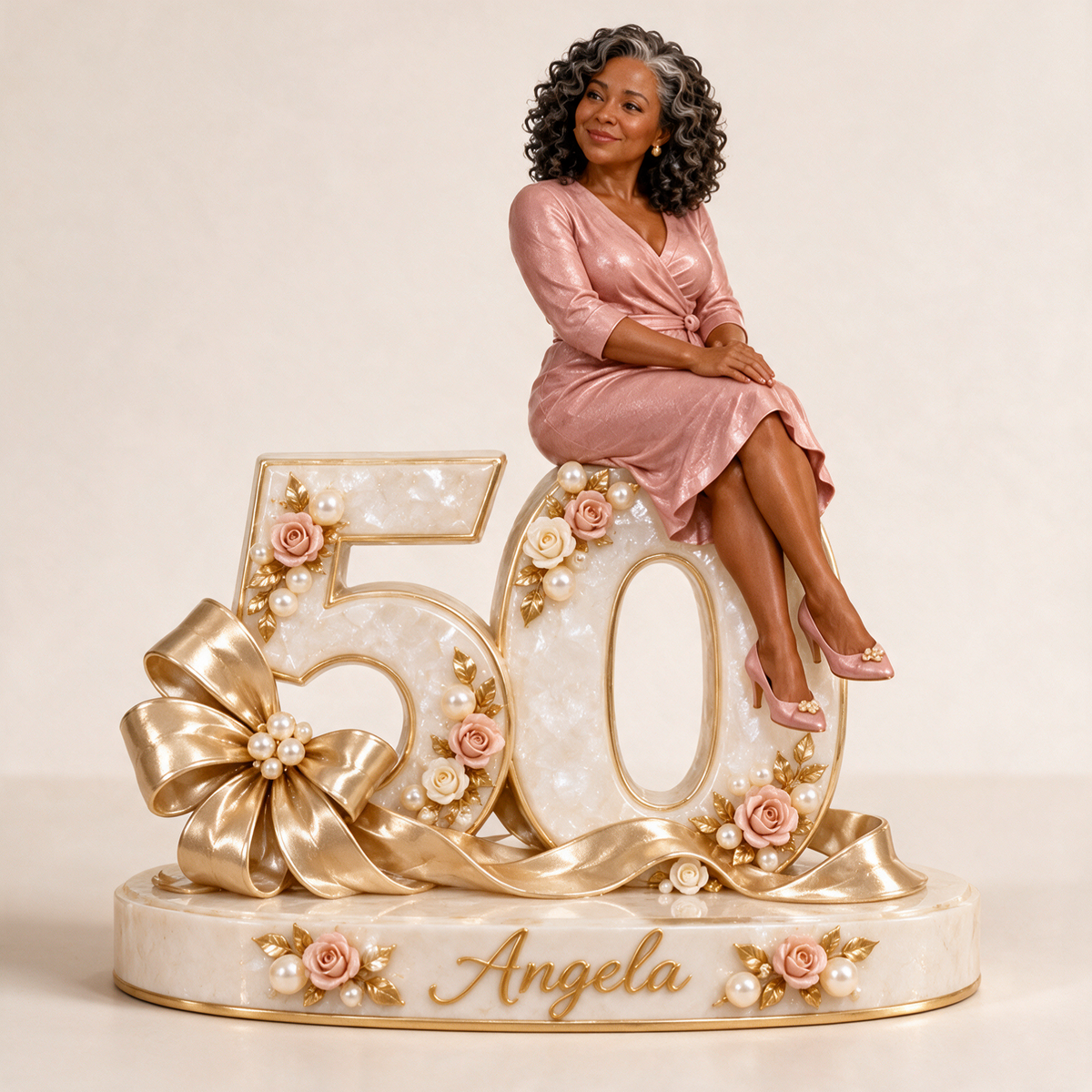 Personalized Gold Bow Custom Shaped Acrylic Plaque, Custom Portrait 18th 21st 30th 40th 50th 60th Birthday Gift for Mom, Wife, Girlfriend, Daughter, Sister, Grandma, Best Friend