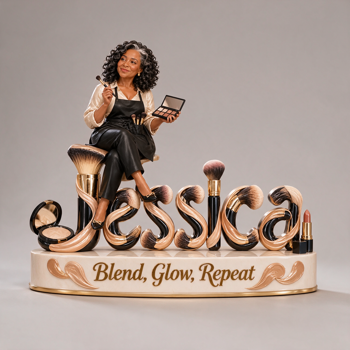 Personalized Custom Photo Makeup Artist 3D Name Figurine - Gift for Older Women
