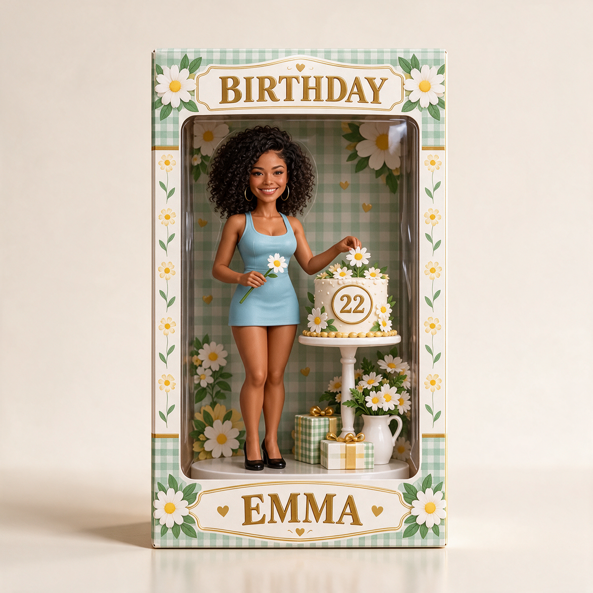Boîte d'affichage figurine d'anniversaire personnalisée - Portrait photo avec nom et âge personnalisés