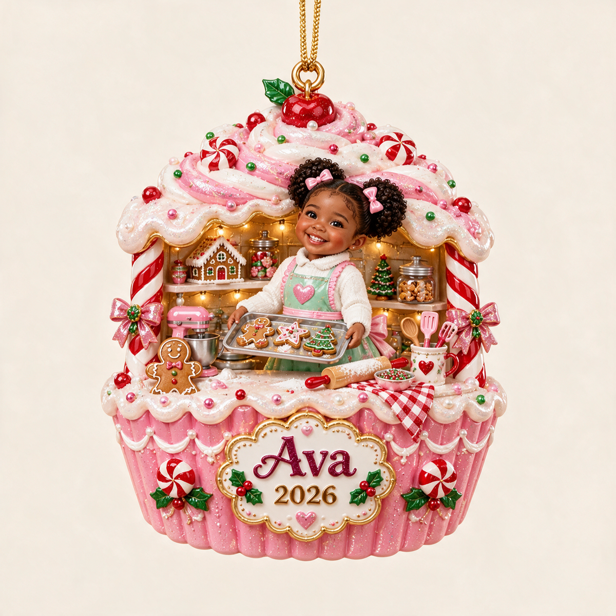 Personalized Custom Photo Christmas Baking 3D Ornament - 2026 Christmas Gift for Little Girls