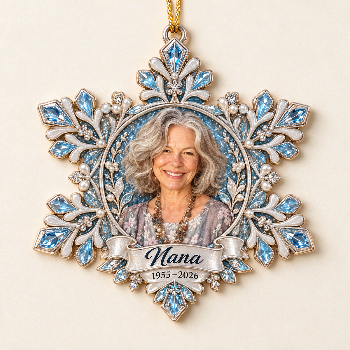 Personalized Custom Photo Snowflake Memorial Christmas Ornament - In Memory of Grandma
