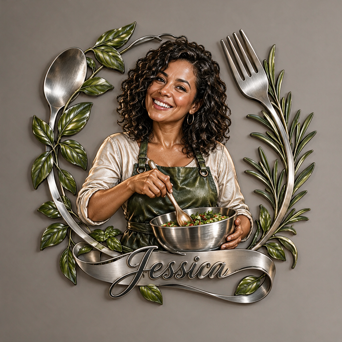 Personalized Custom Photo Cooking 3D Cut Metal Sign - Gift for Women