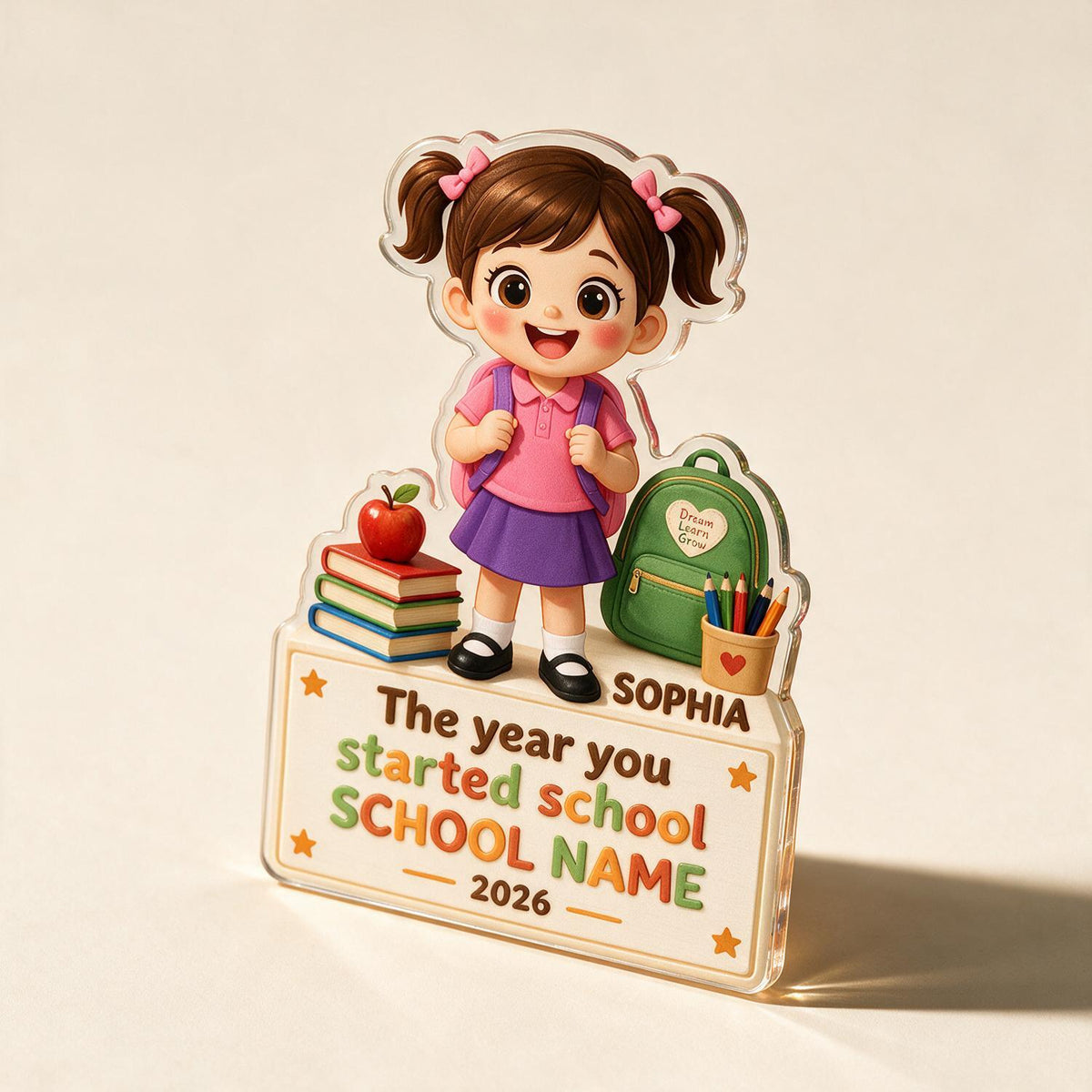 Ornement en Acrylique Personnalisé pour le Premier Jour d'École, Cadeau Souvenir