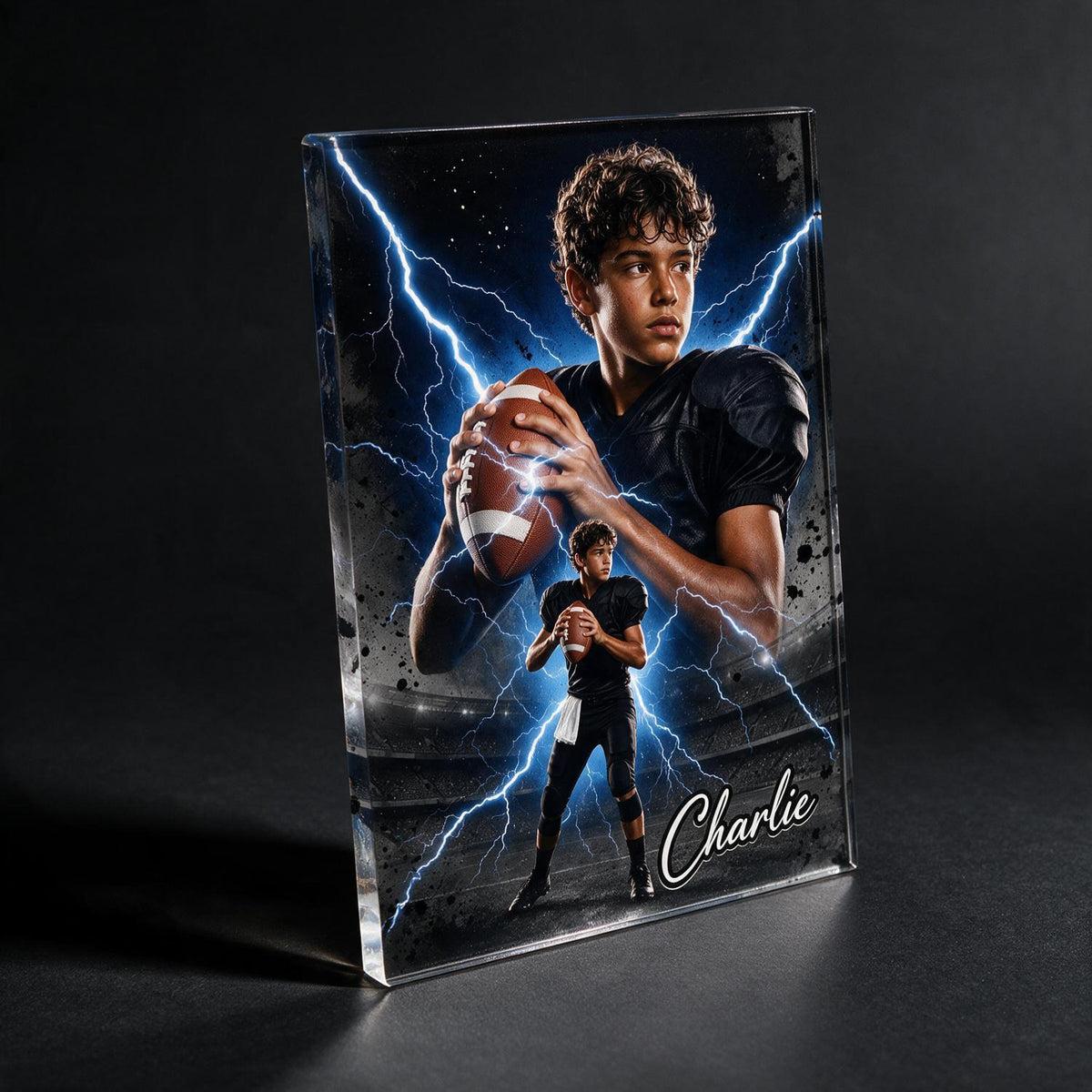 Personalized Bootleg Football Photo Acrylic Block Plaque Custom Sports Gift for Boys Girls