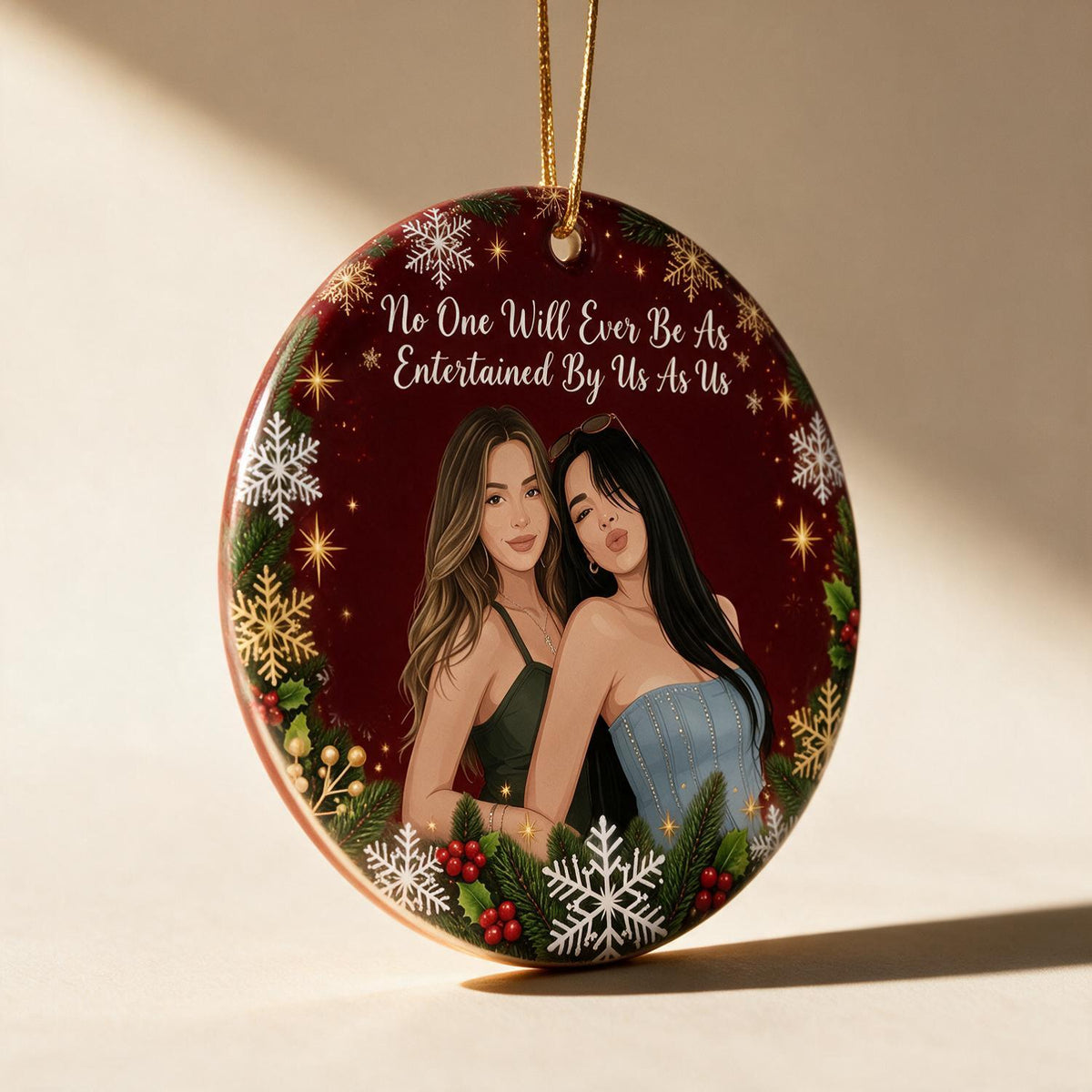 Personalisierte Foto-Weihnachtsfreunde Keramik Ornament - Lustiges Freundschaftsgeschenk