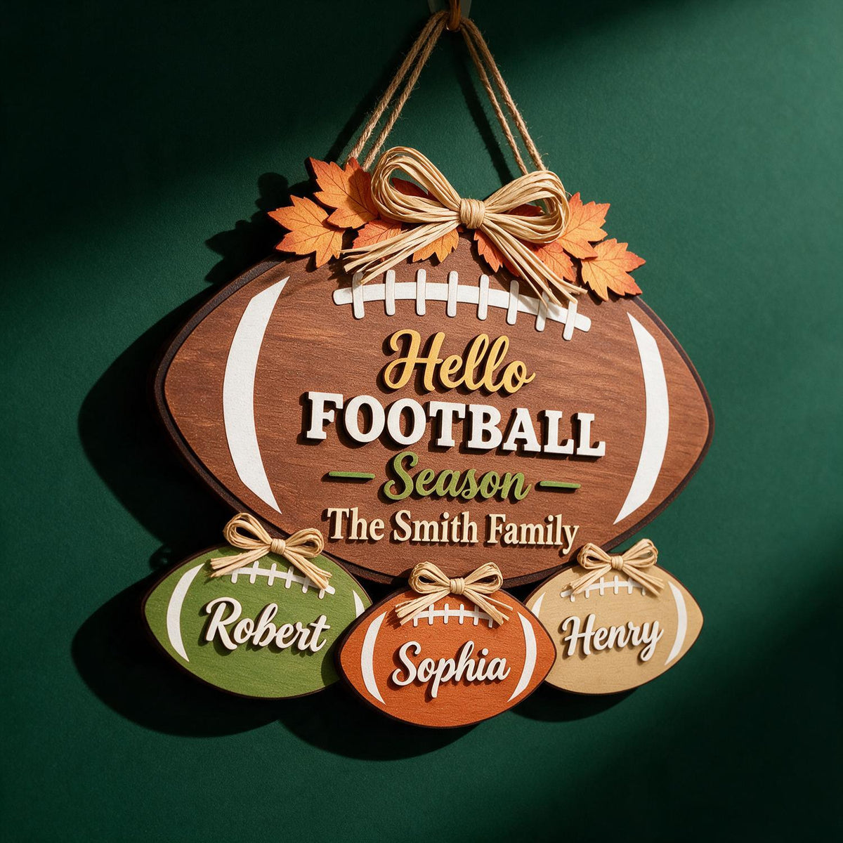 Panneau en Bois en Forme de Football Personnalisé pour la Saison de Football, Décor de Maison Jour de Match