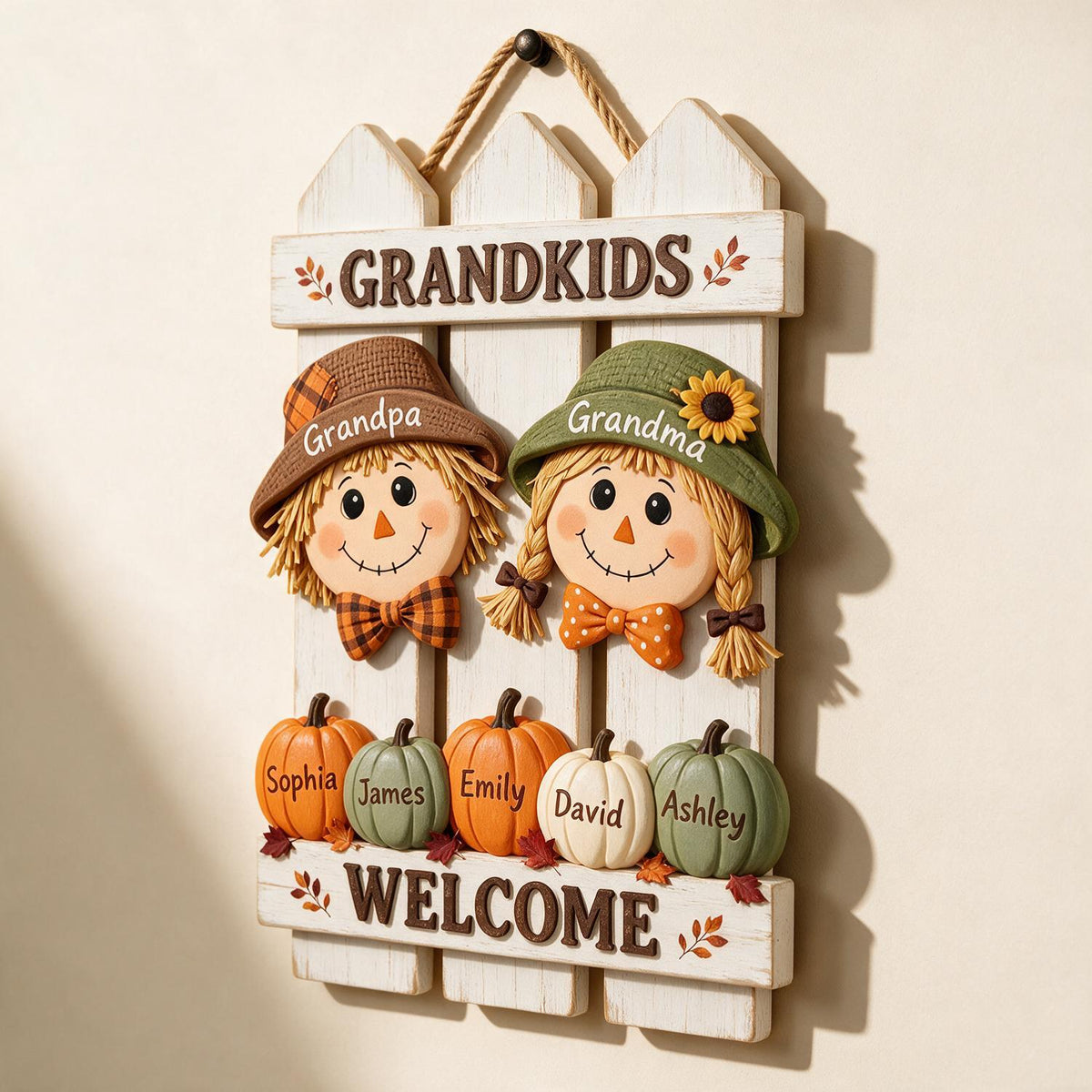 Panneau en Bois de Bienvenue Personnalisé pour Grands-Parents, Cadeau pour Petits-Enfants