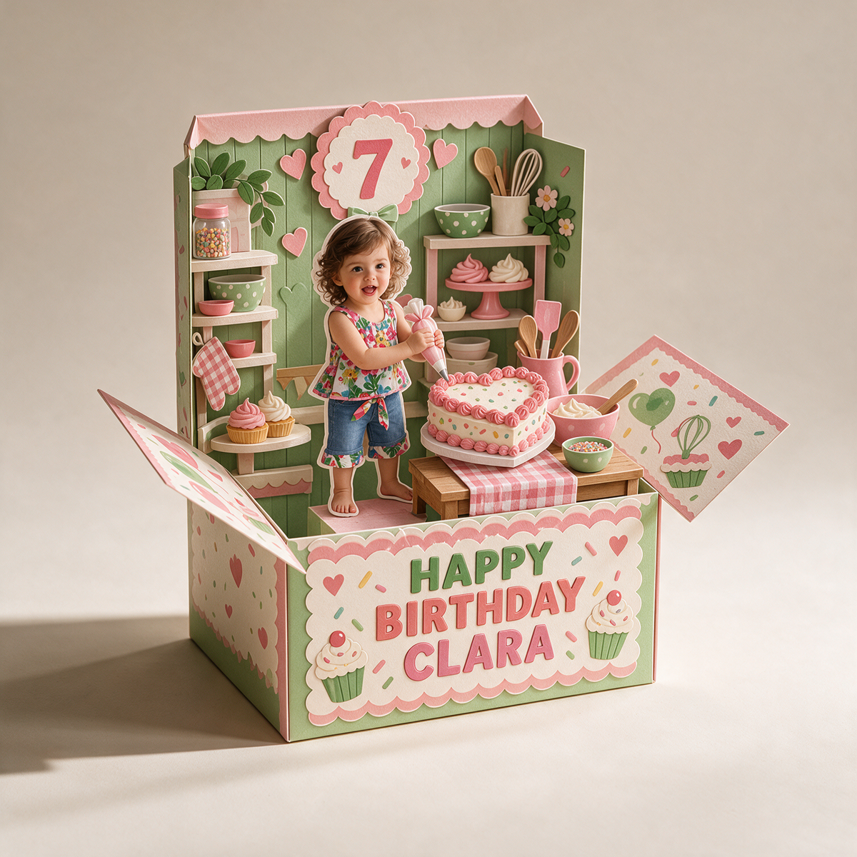 Carte Pop Up d'Anniversaire Personnalisée - Souvenir de Décoration de Gâteau Photo