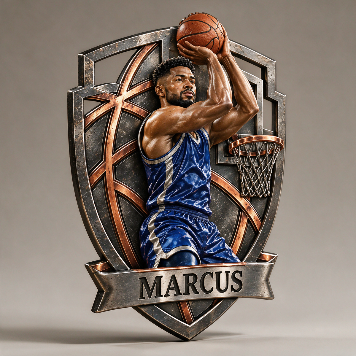 Panneau en métal découpé personnalisé photo de basket 3D - Cadeau pour jeunes hommes