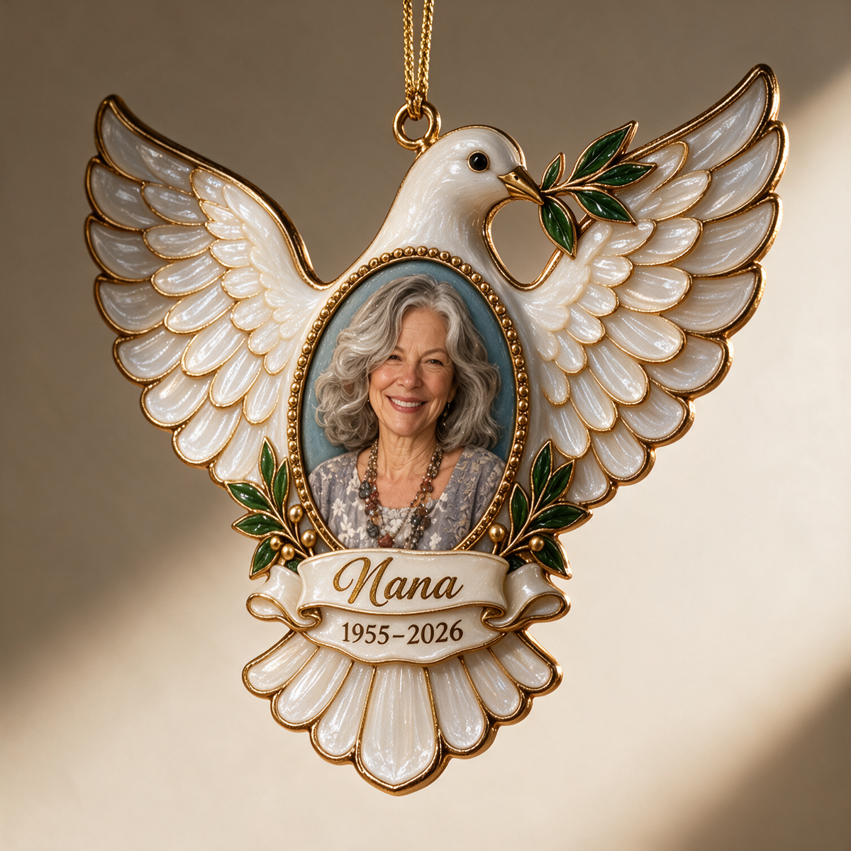 Personalized Custom Photo Dove Memorial 3D Christmas Ornament - Grandmother Remembrance Keepsake