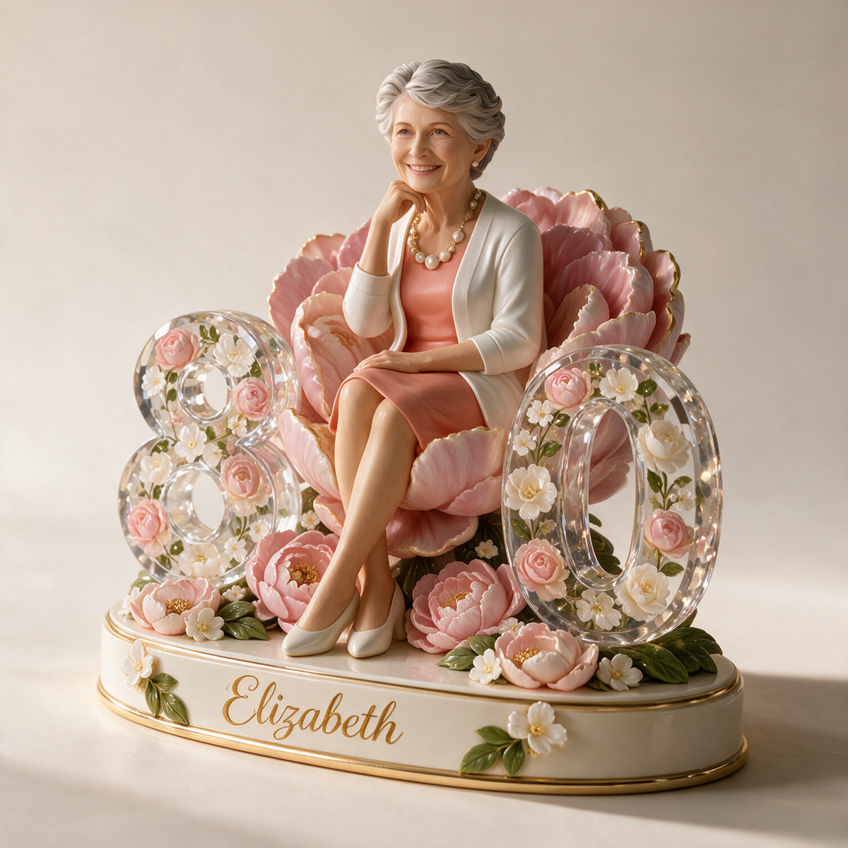 Personalisierte Geburtstagsfigur - Individuelles Porträt, Pfingstrose Andenken Geschenk