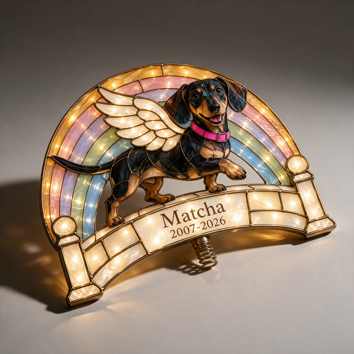 Personalisierter Hundegedenk-Rainbow Bridge Weihnachtsbaumspitze