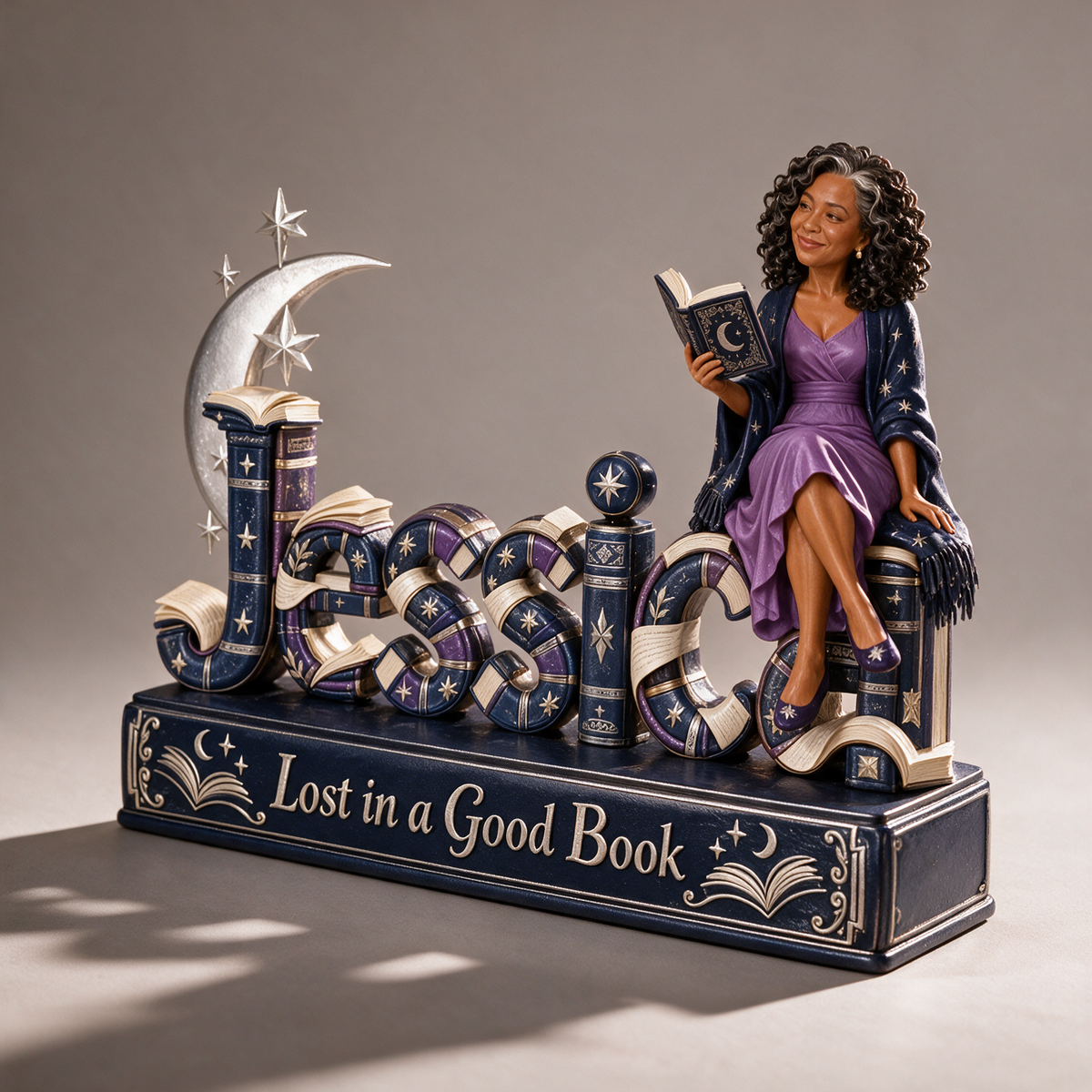 Personalized Custom Photo Fantasy Book Lover 3D Name Figurine - Gift for Older Women