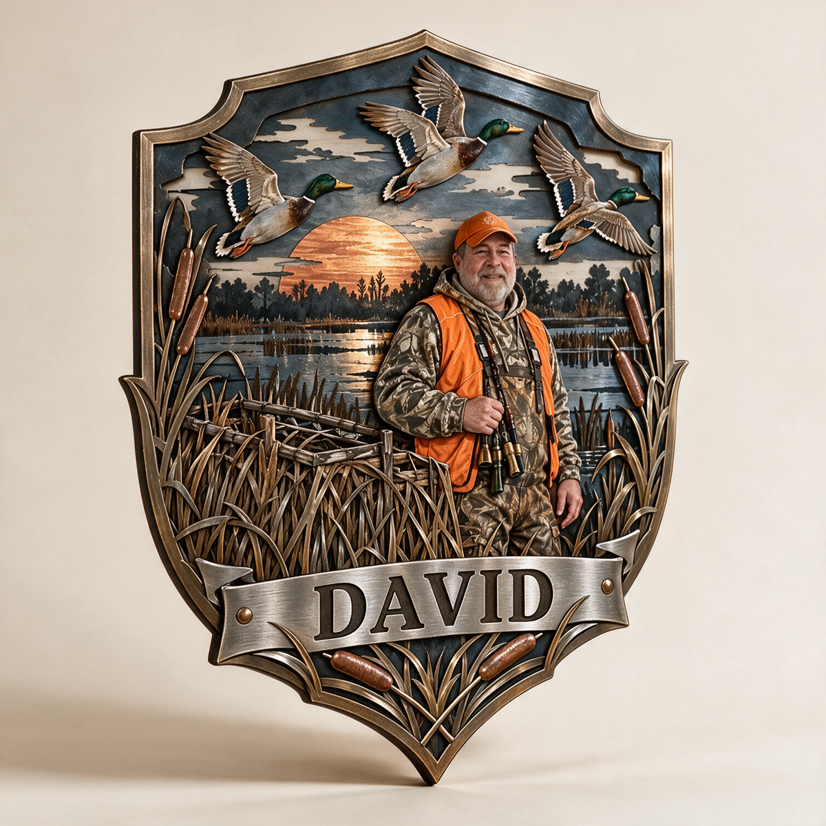 Personalized Custom Photo Duck Hunting 3D Cut Metal Sign - Gift for Older Men