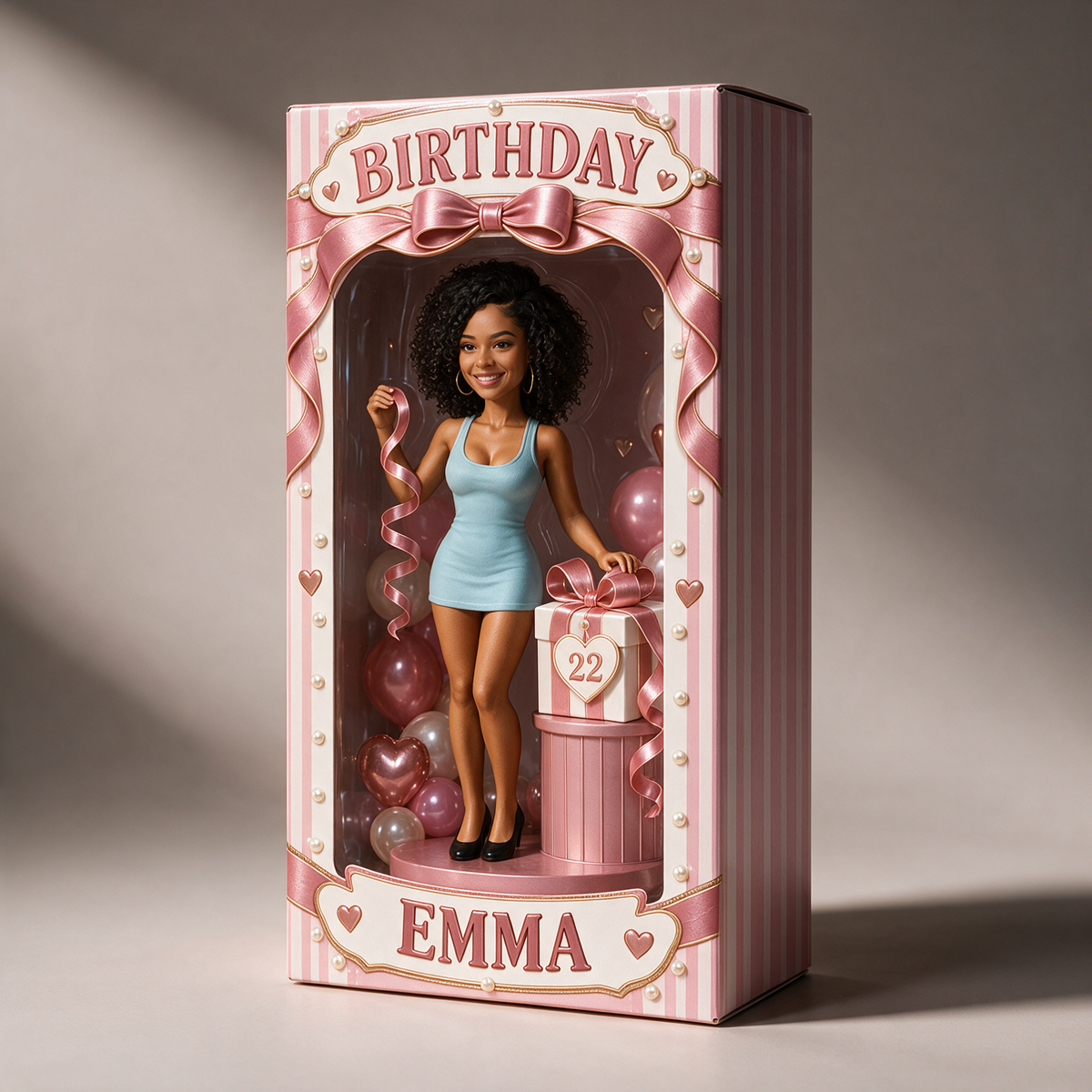 Boîte d'Affichage de Portrait d'Anniversaire Personnalisée - Figurine Photo avec Nom et Âge