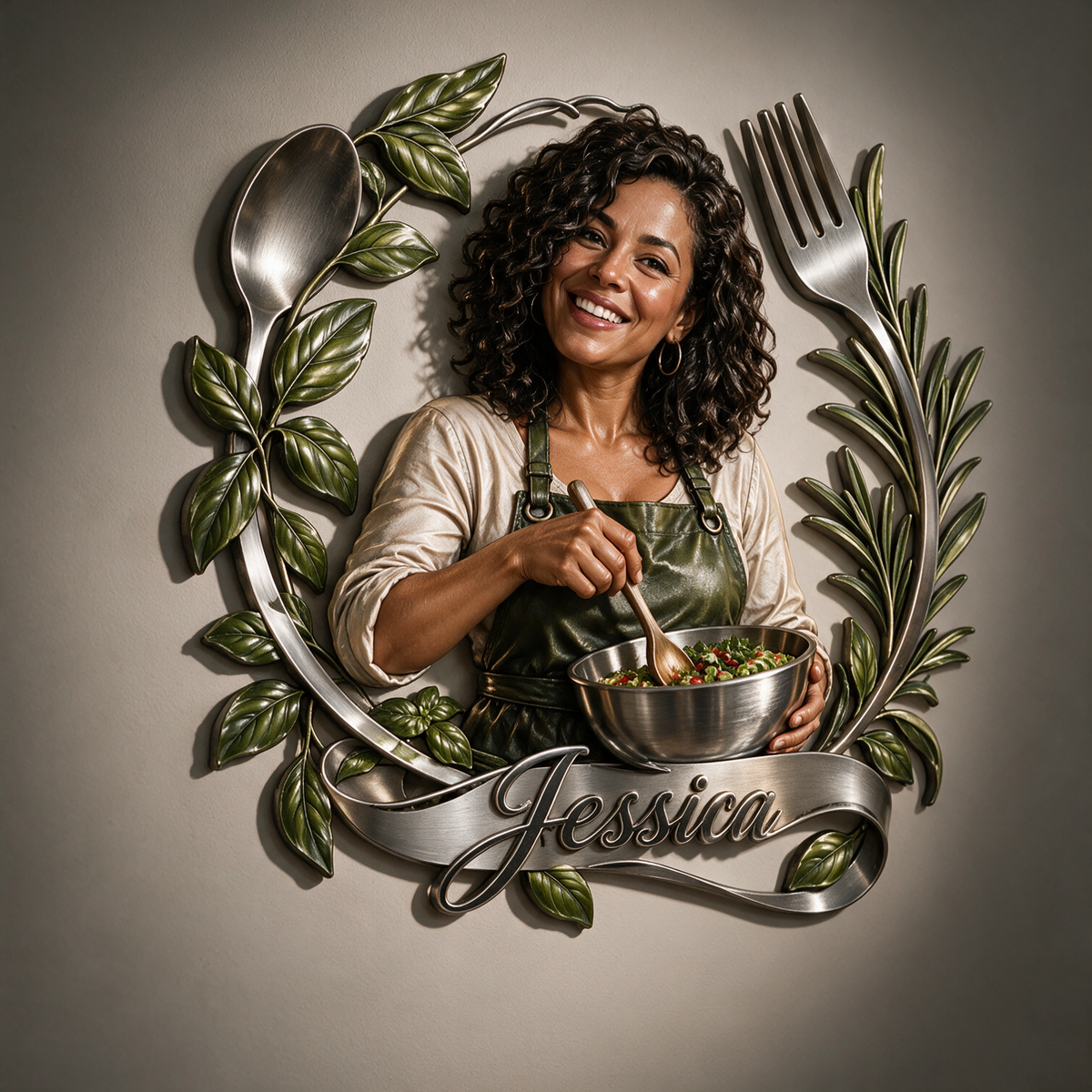 Personalized Custom Photo Cooking 3D Cut Metal Sign - Gift for Women