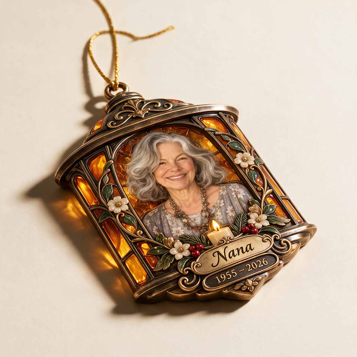 Personalized Custom Photo Lantern Memorial Christmas Ornament - In Memory of Grandma