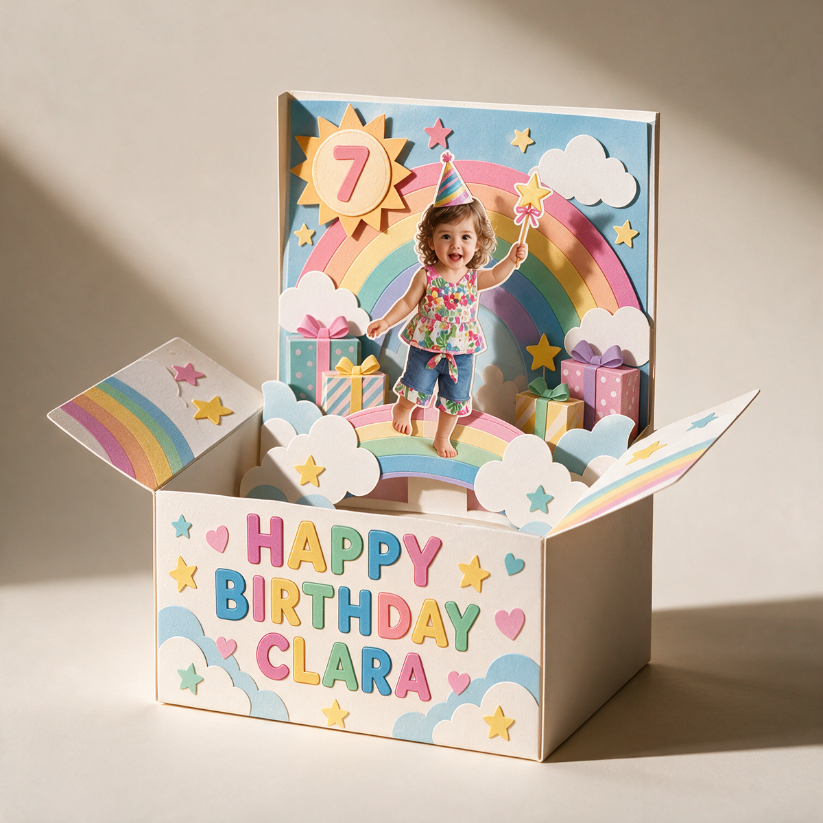 Carte Pop-Up d'Anniversaire Personnalisée avec Photo, Nom et Âge