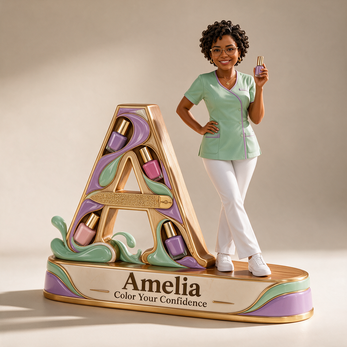 Personalized Custom Photo Nail Technician 3D Letter Plaque - Gift for Women