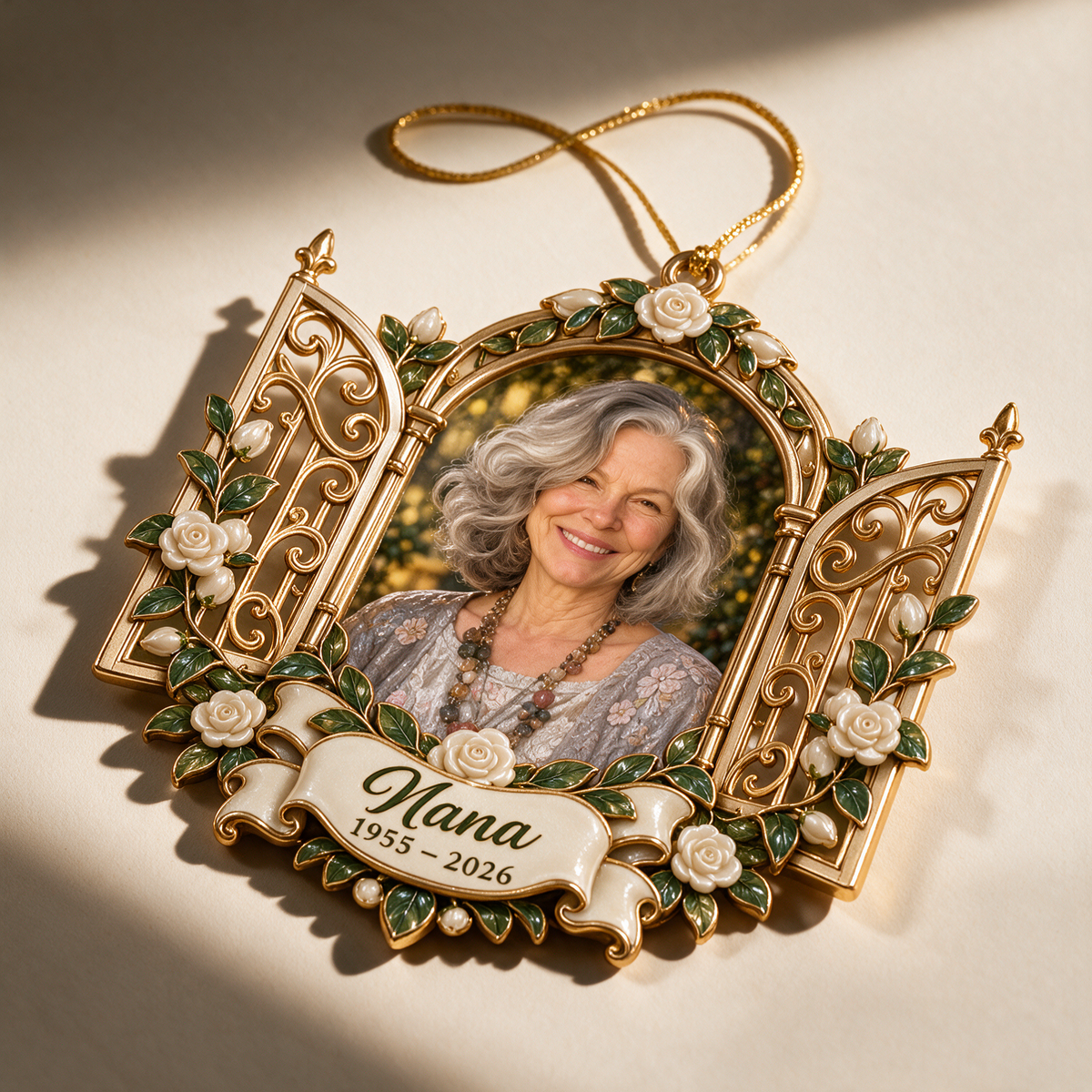 Personalized Custom Photo Heavenly Gates Memorial Christmas Ornament - In Memory of Grandma