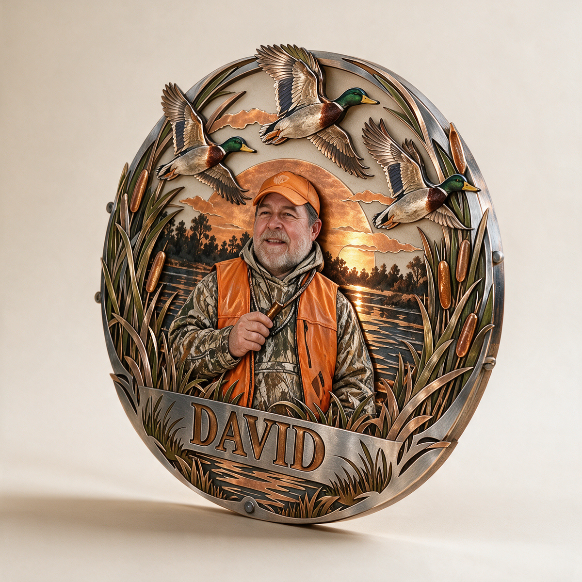 Personalized Custom Photo Duck Hunting 3D Cut Metal Sign - Gift for Older Men