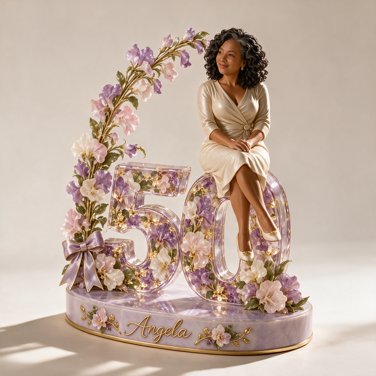Personalized Lavender Floral Arch Custom Shaped Acrylic Plaque, Custom Portrait 18th 21st 30th 40th 50th 60th 70th 80th Birthday Gift for Mom, Wife, Grandma, Girlfriend, Daughter, Sister, Aunt, Mother in Law, Best Friend, Lavender Lover