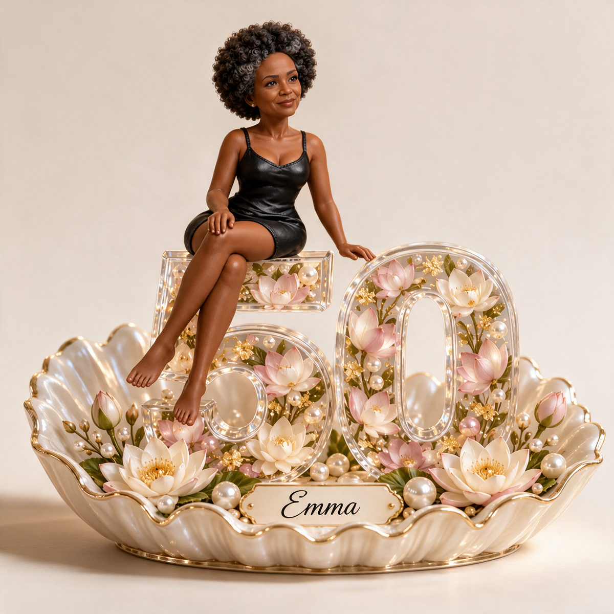 Personalized Custom Photo Lotus Custom Shaped Acrylic Plaque - 50th Birthday Gift for Women