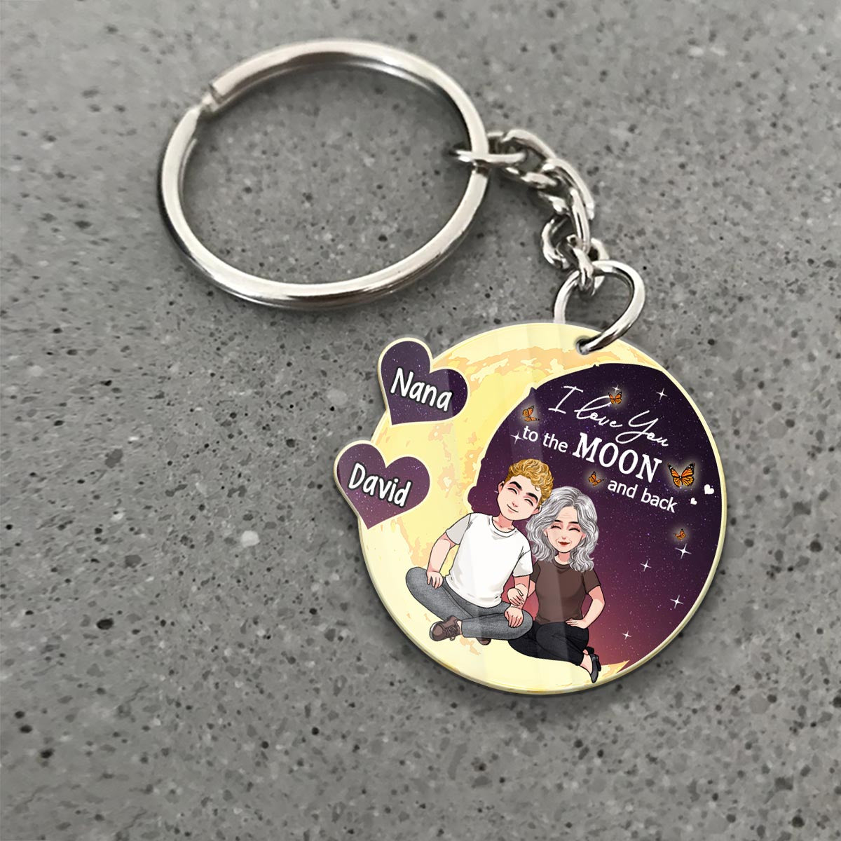 To The Moon And Back - Gift for mom, grandma - Personalized Keychain