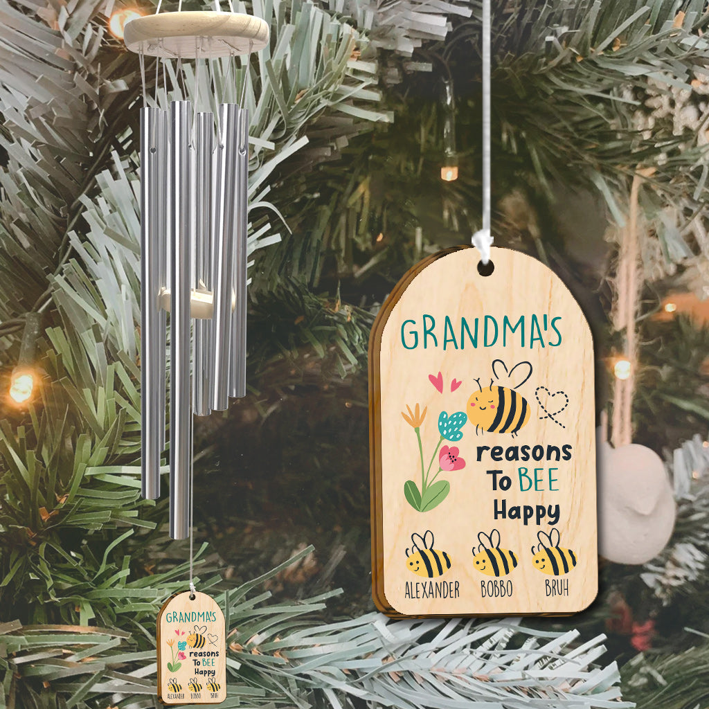 Grandma's Reasons To Bee Happy - Personalized Grandma Wind Chime