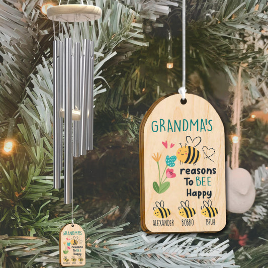 Grandma's Reasons To Bee Happy - Personalized Grandma Wind Chime