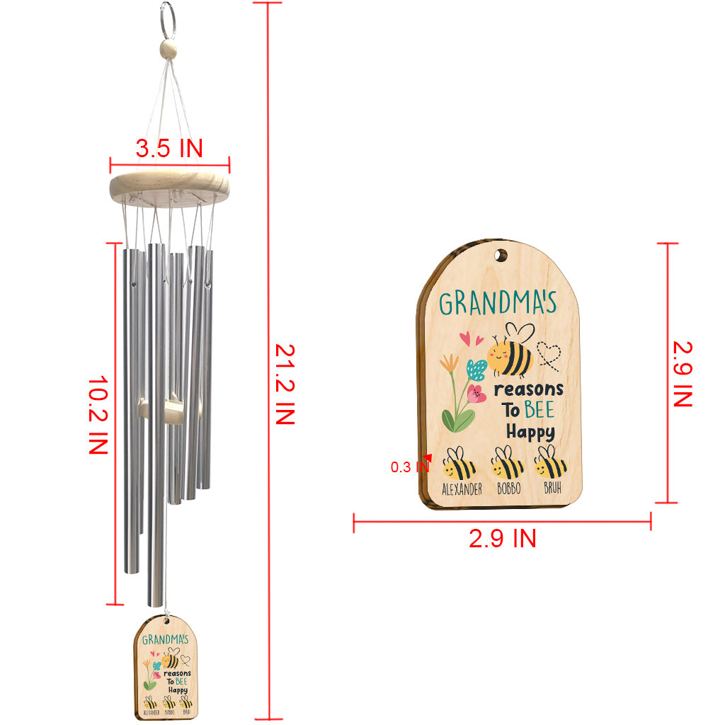Grandma's Reasons To Bee Happy - Personalized Grandma Wind Chime